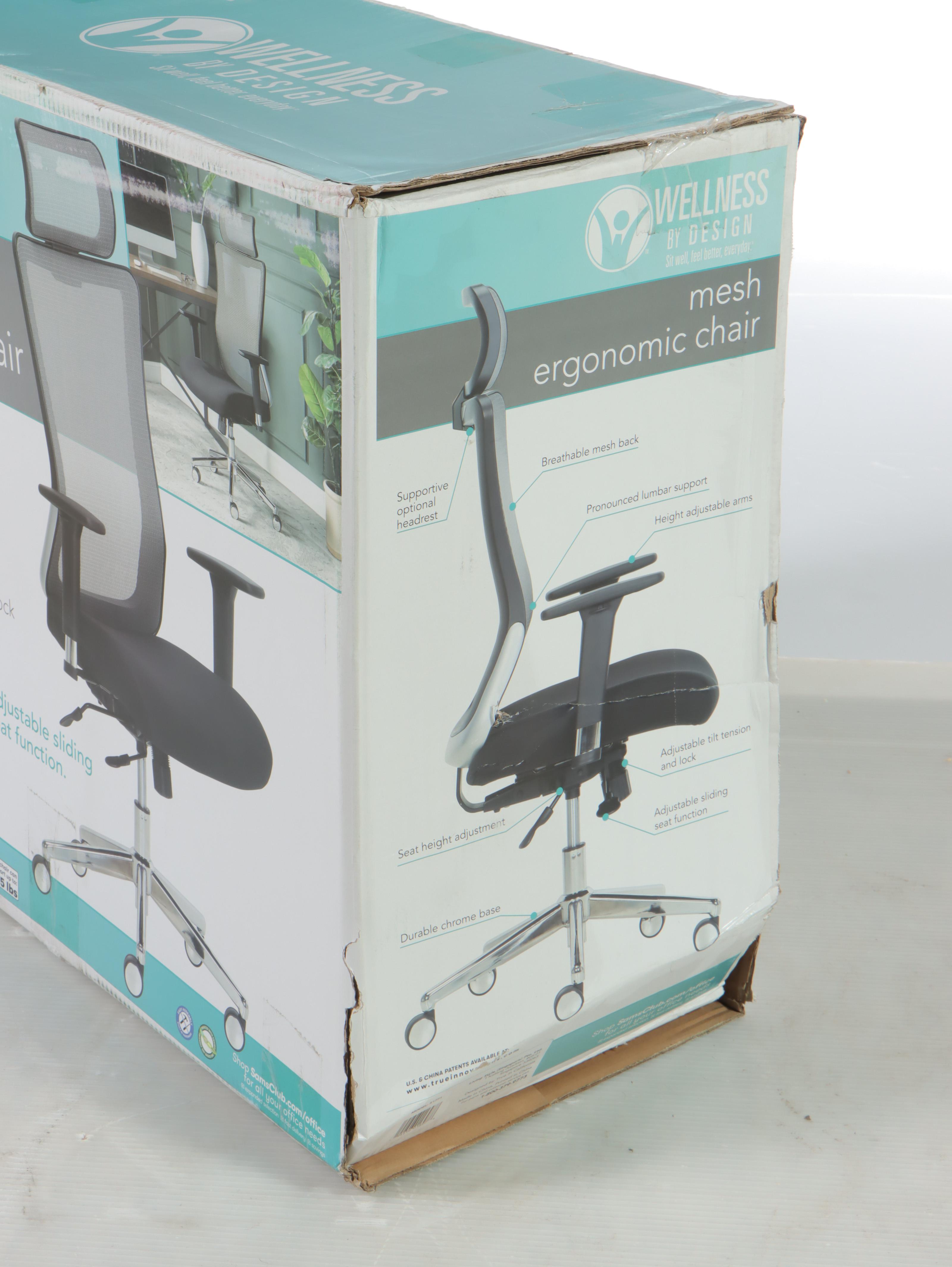 Wellness by Design Ergonomic Mesh Back Office Chair With Headrest