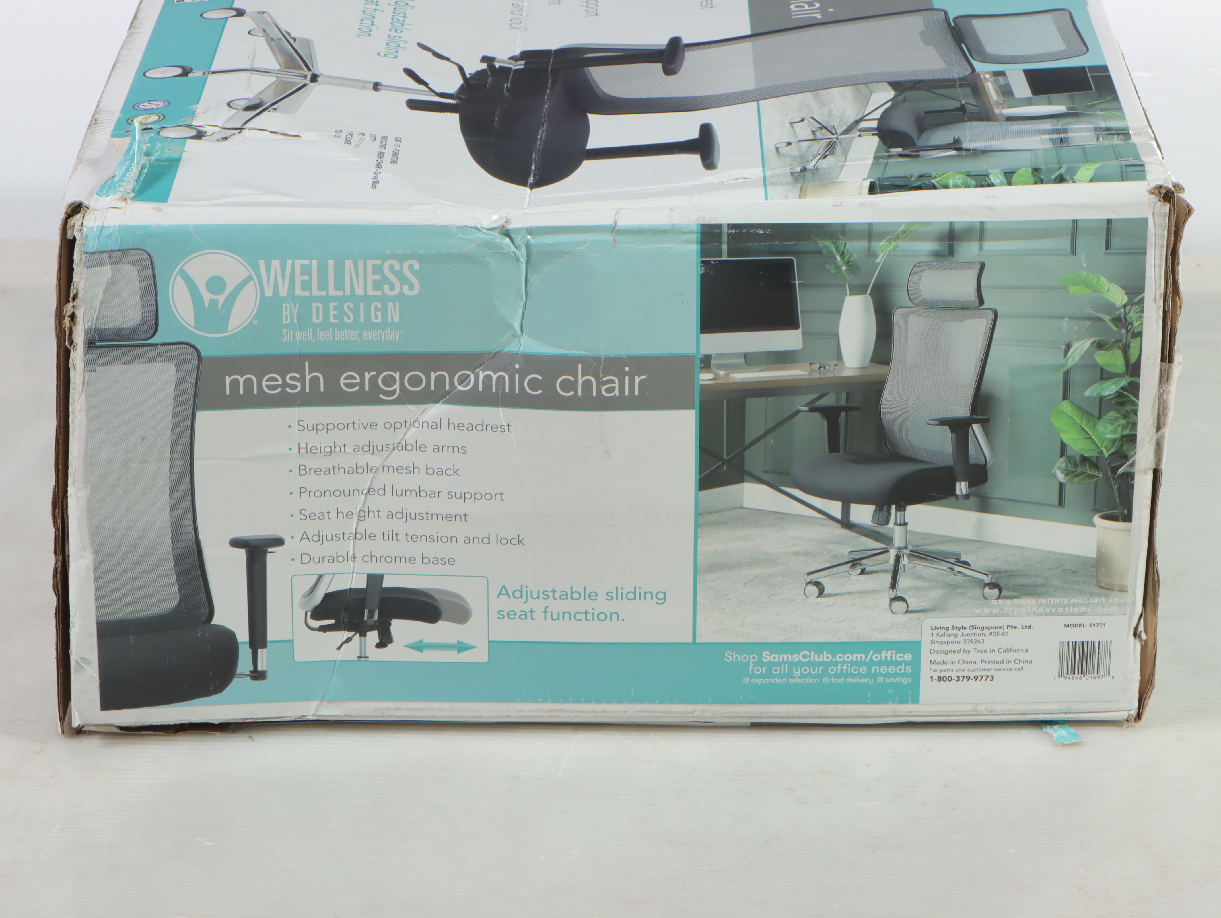 Wellness by Design Ergonomic Mesh Back Office Chair With Headrest