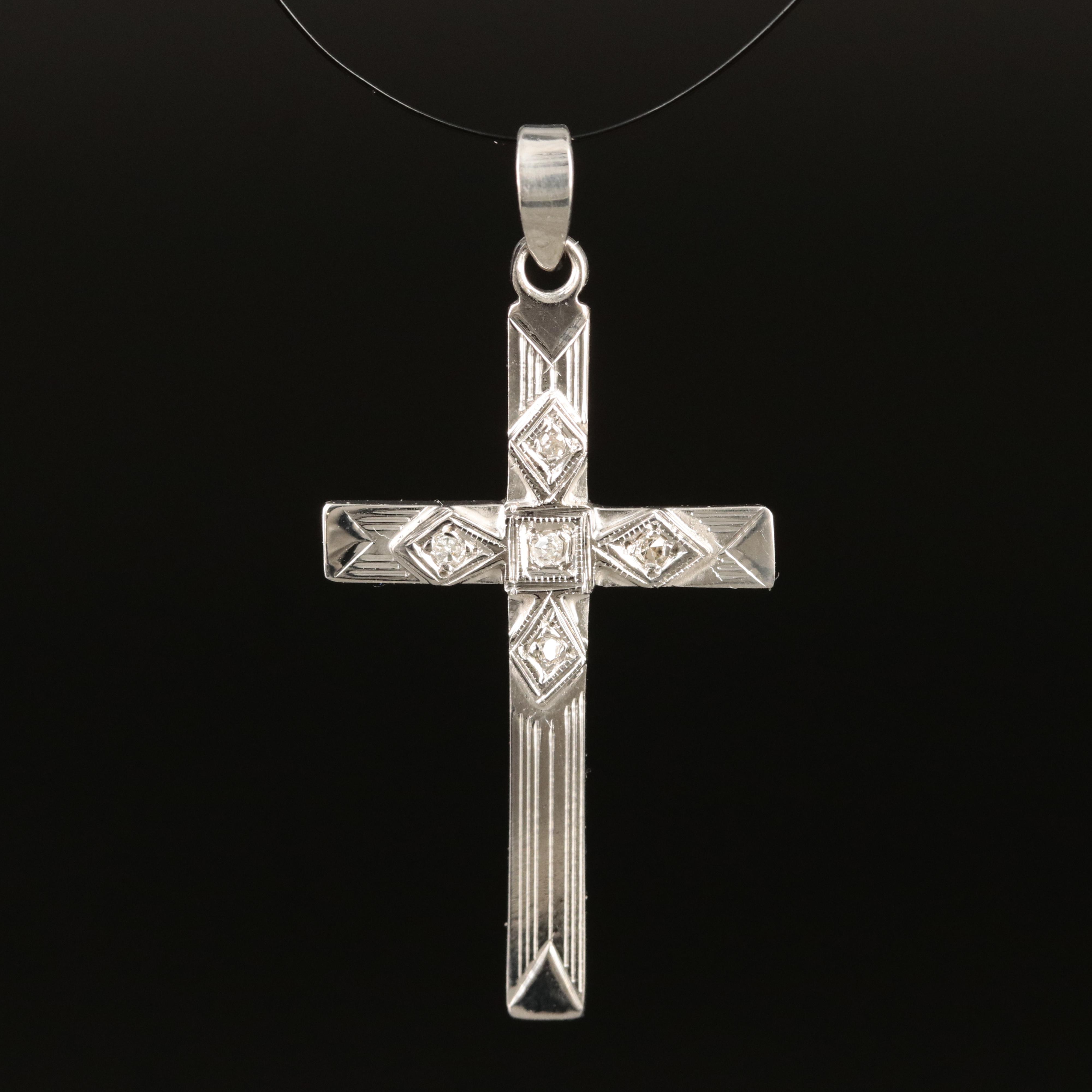 14K 0.02 CTW Diamond Cross Pendant