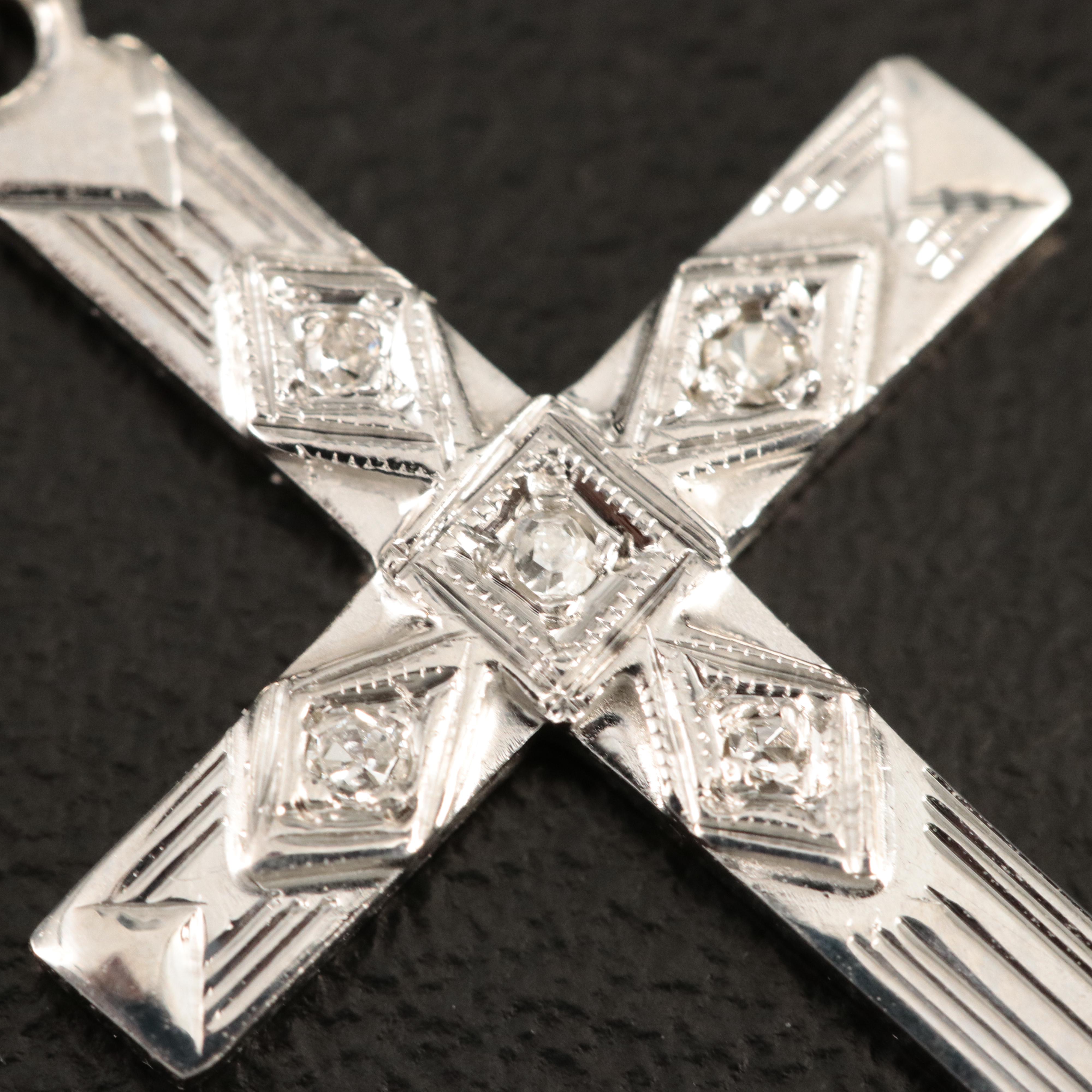 14K 0.02 CTW Diamond Cross Pendant