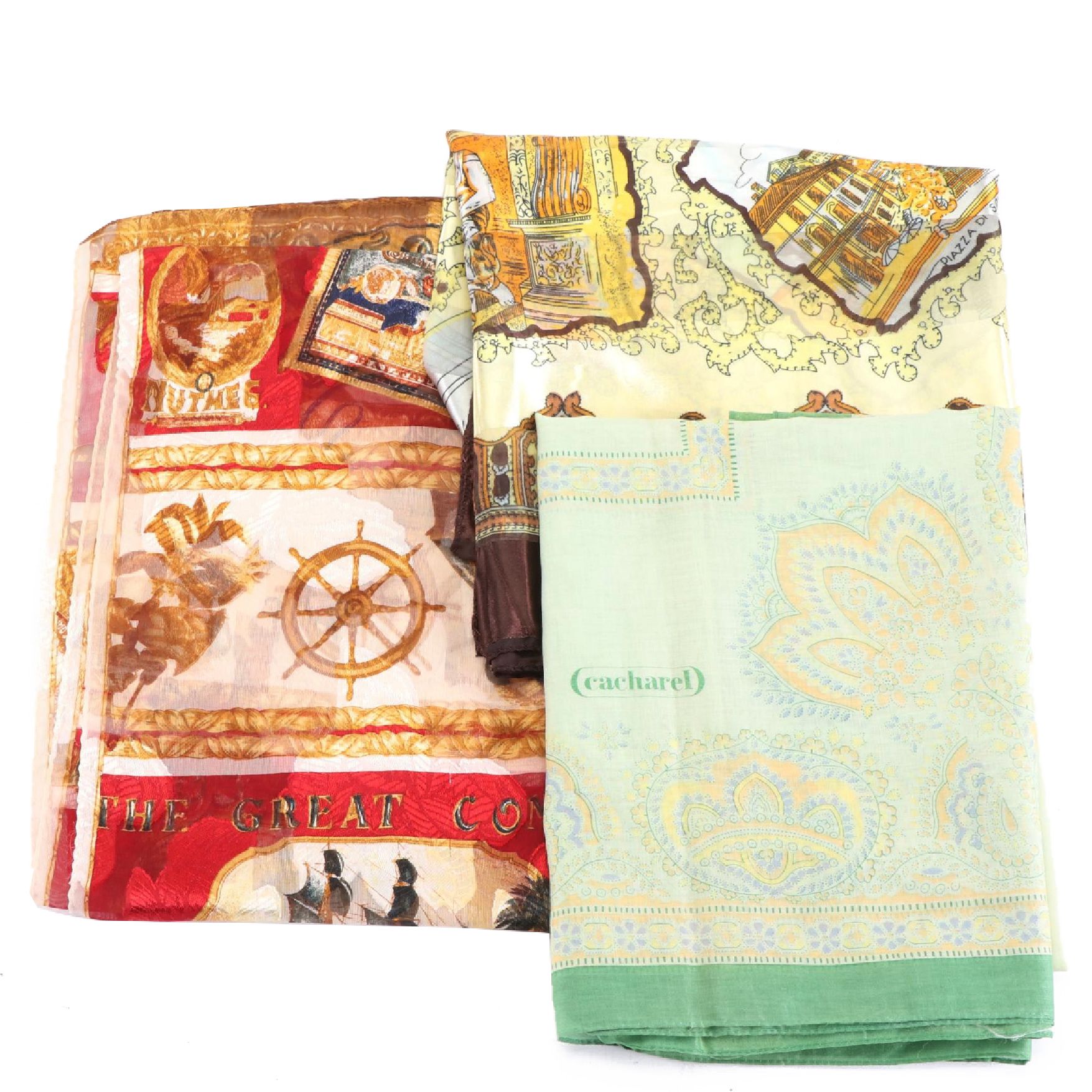 Cacharel Floral Paisley Print Scarf with Other Destination Scarves