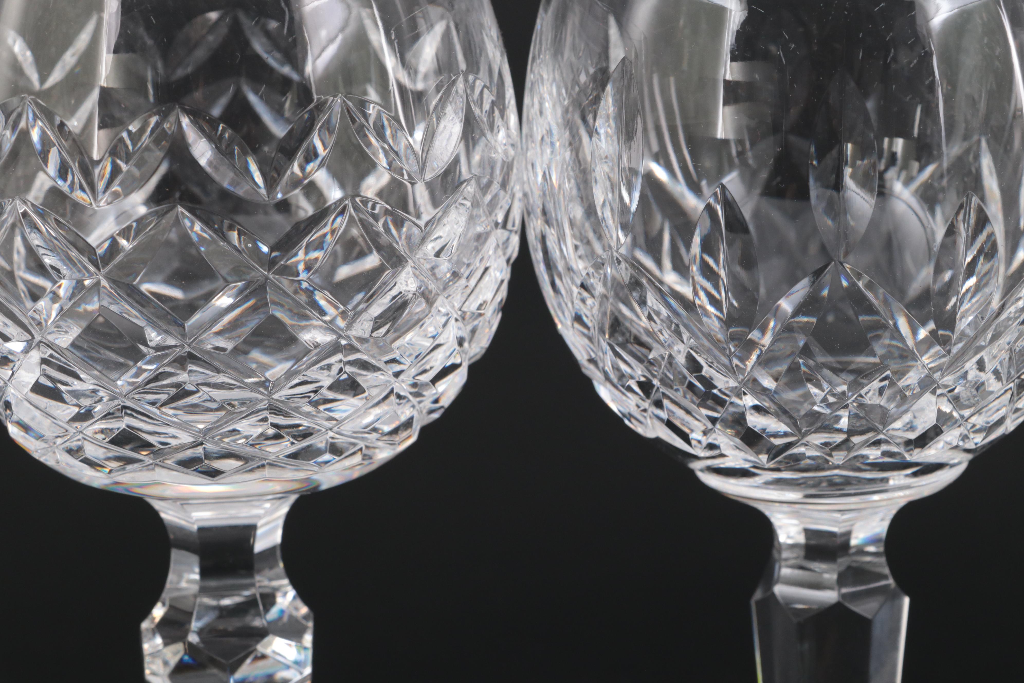 Waterford Crystal "Lismore" Decanter with Hock Wine Glasses and Snifters