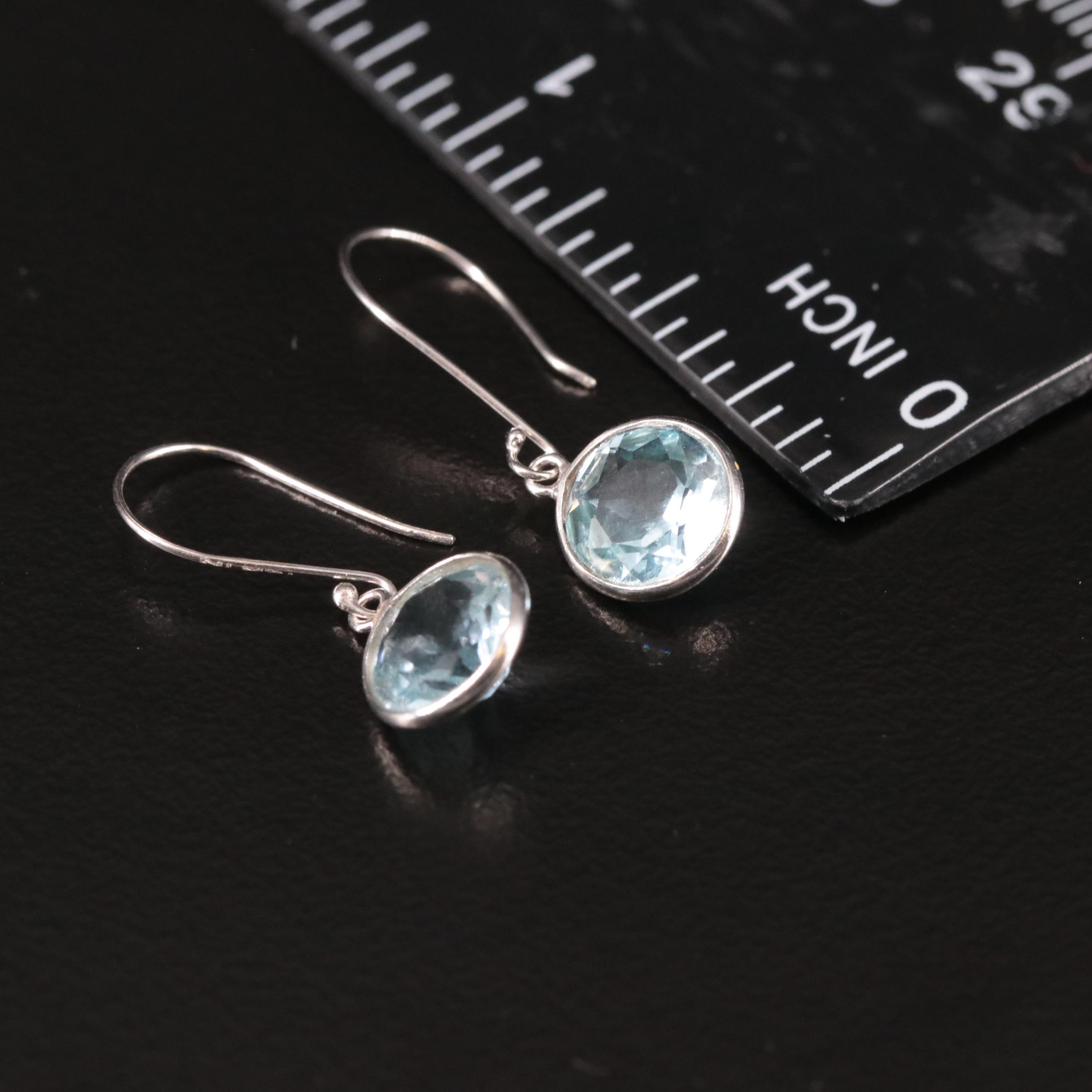 14K Blue Topaz Dangle Earrings