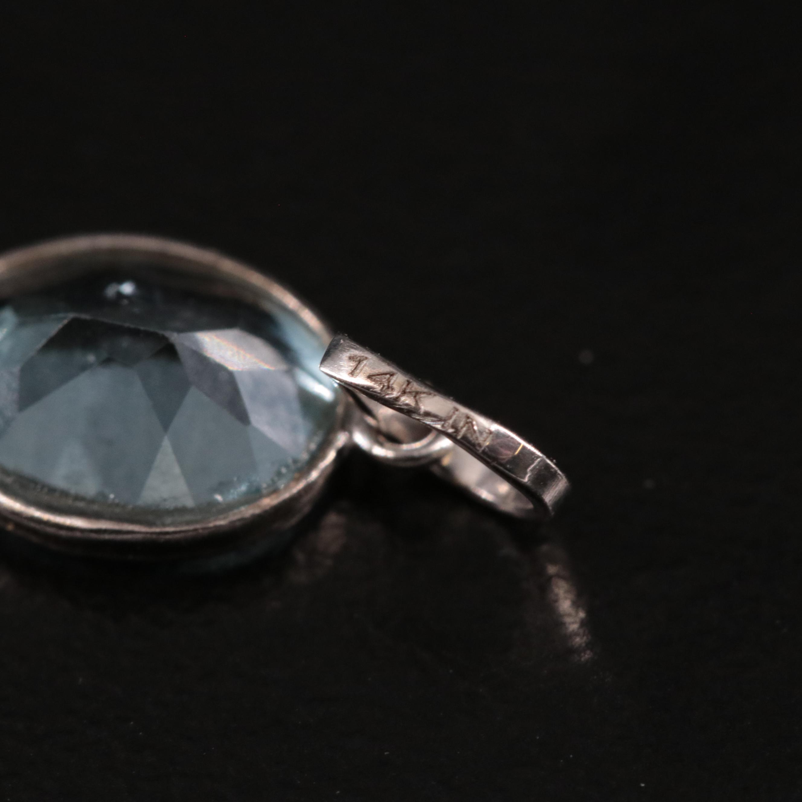 14K Blue Topaz Pendant