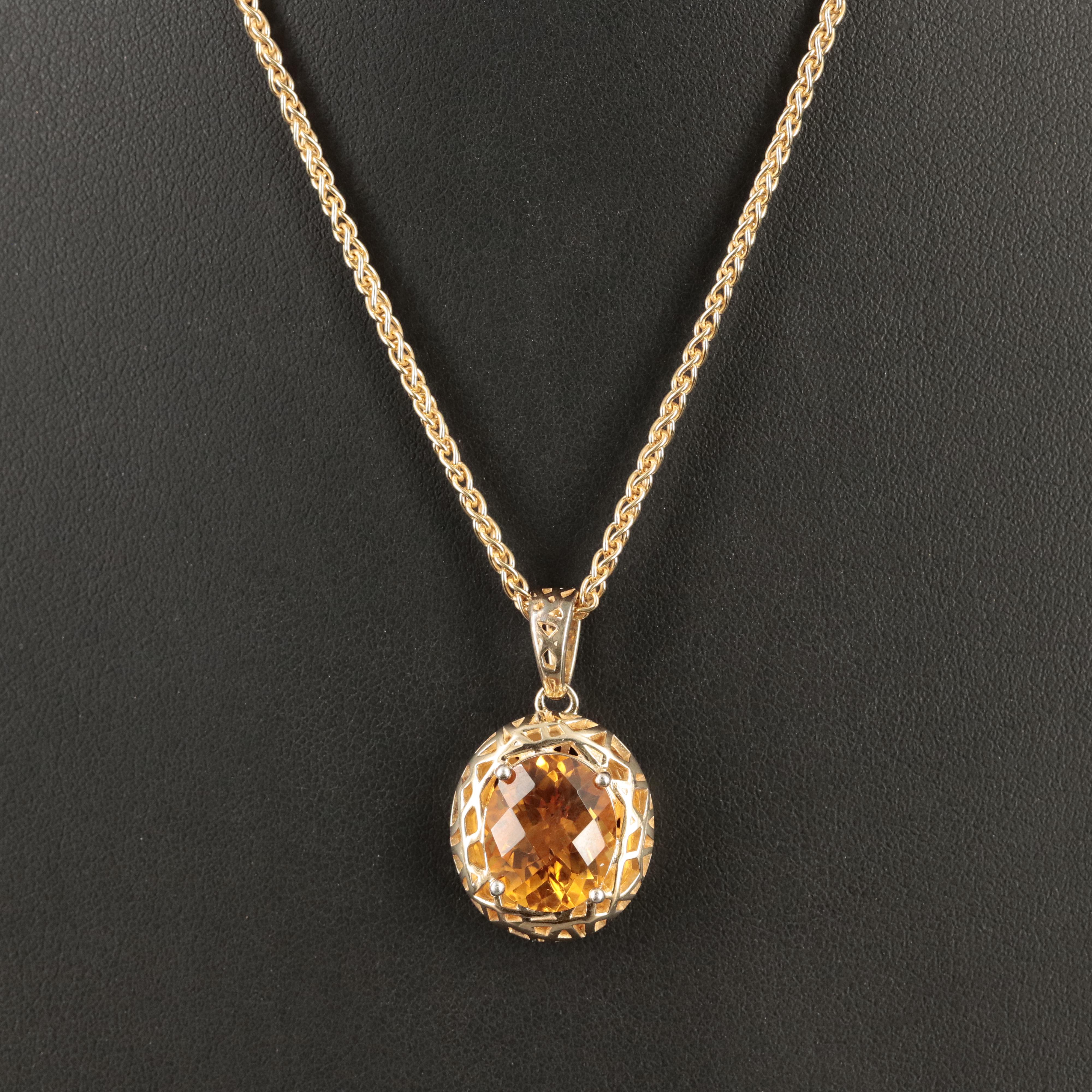 EFFY Sterling Citrine Pendant Necklace
