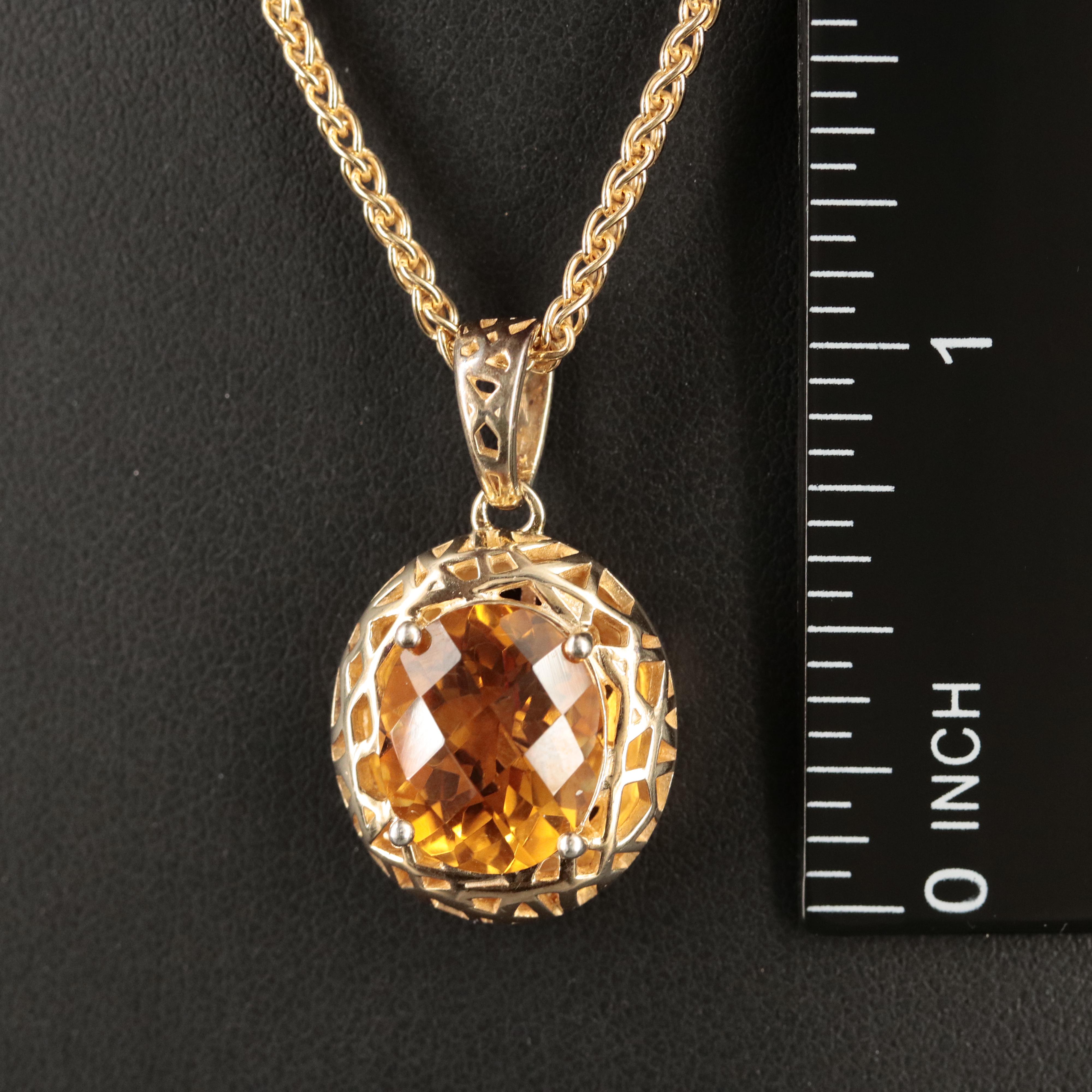 EFFY Sterling Citrine Pendant Necklace