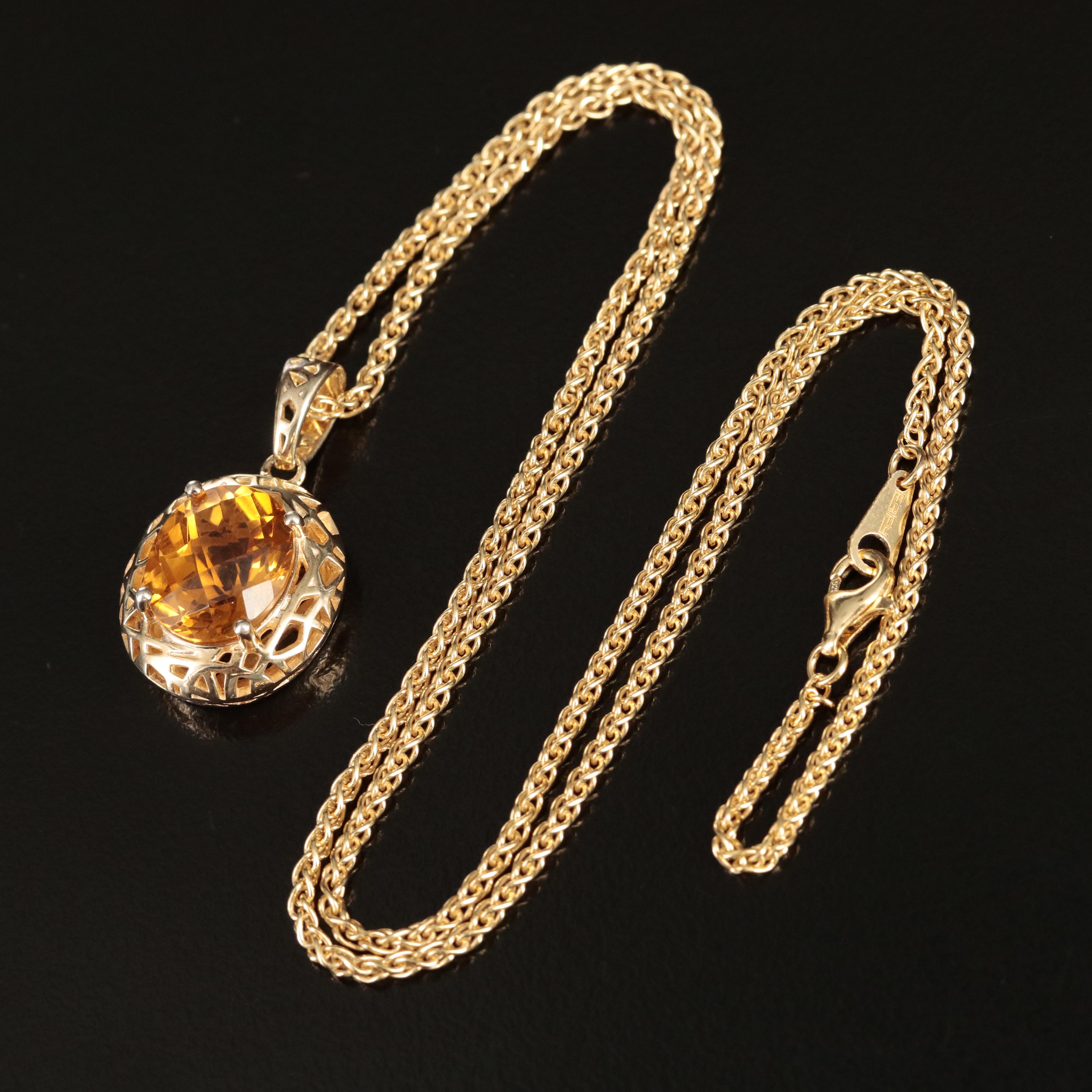 EFFY Sterling Citrine Pendant Necklace