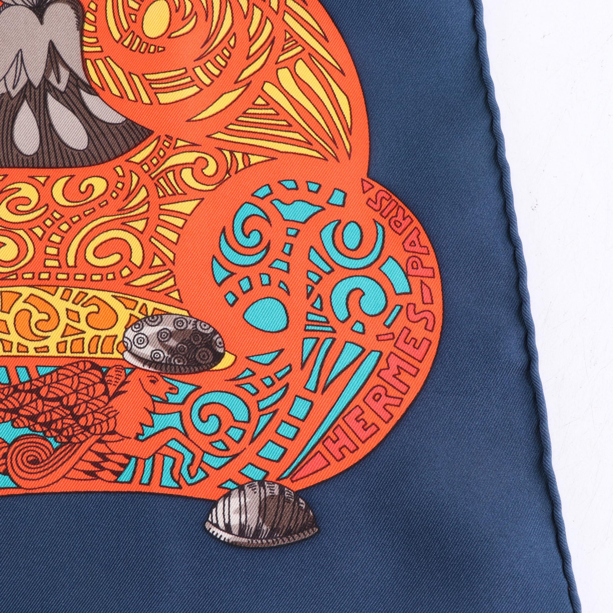 Hermès "L'Atlantide" Scarf 90 in Silk Twill