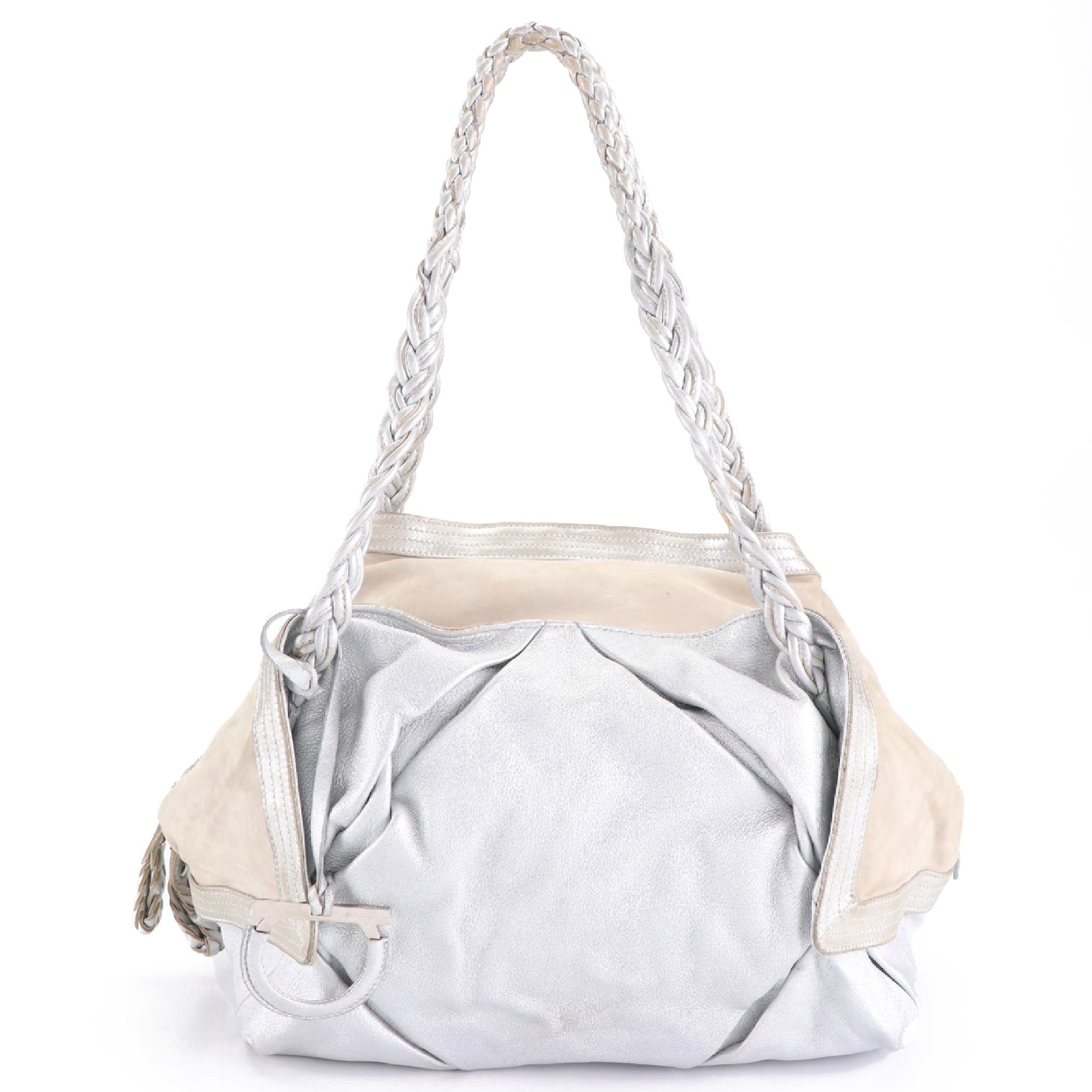 Salvatore Ferragamo Shoulder Bag in Metallic Finish Leather