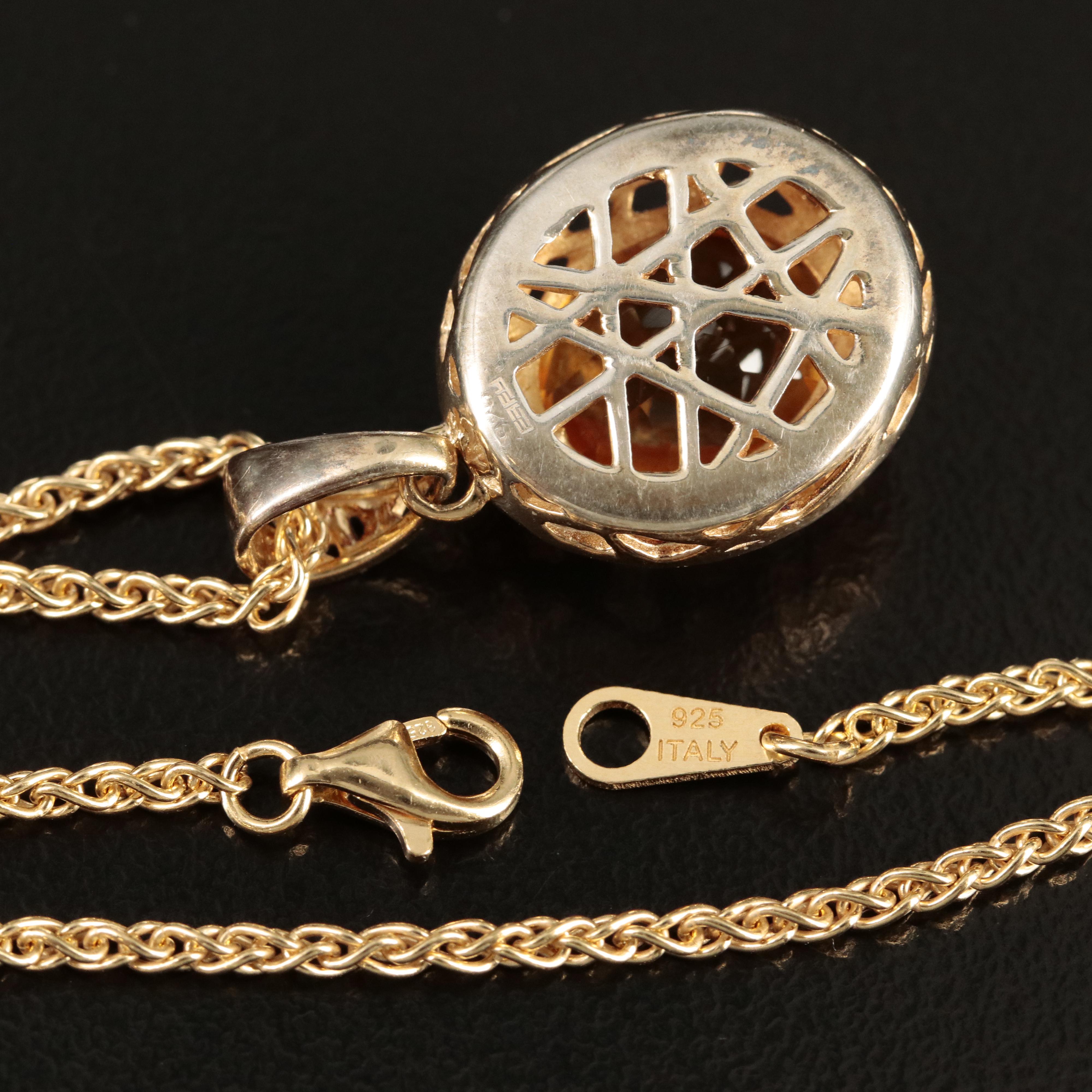 EFFY Sterling Citrine Pendant Necklace