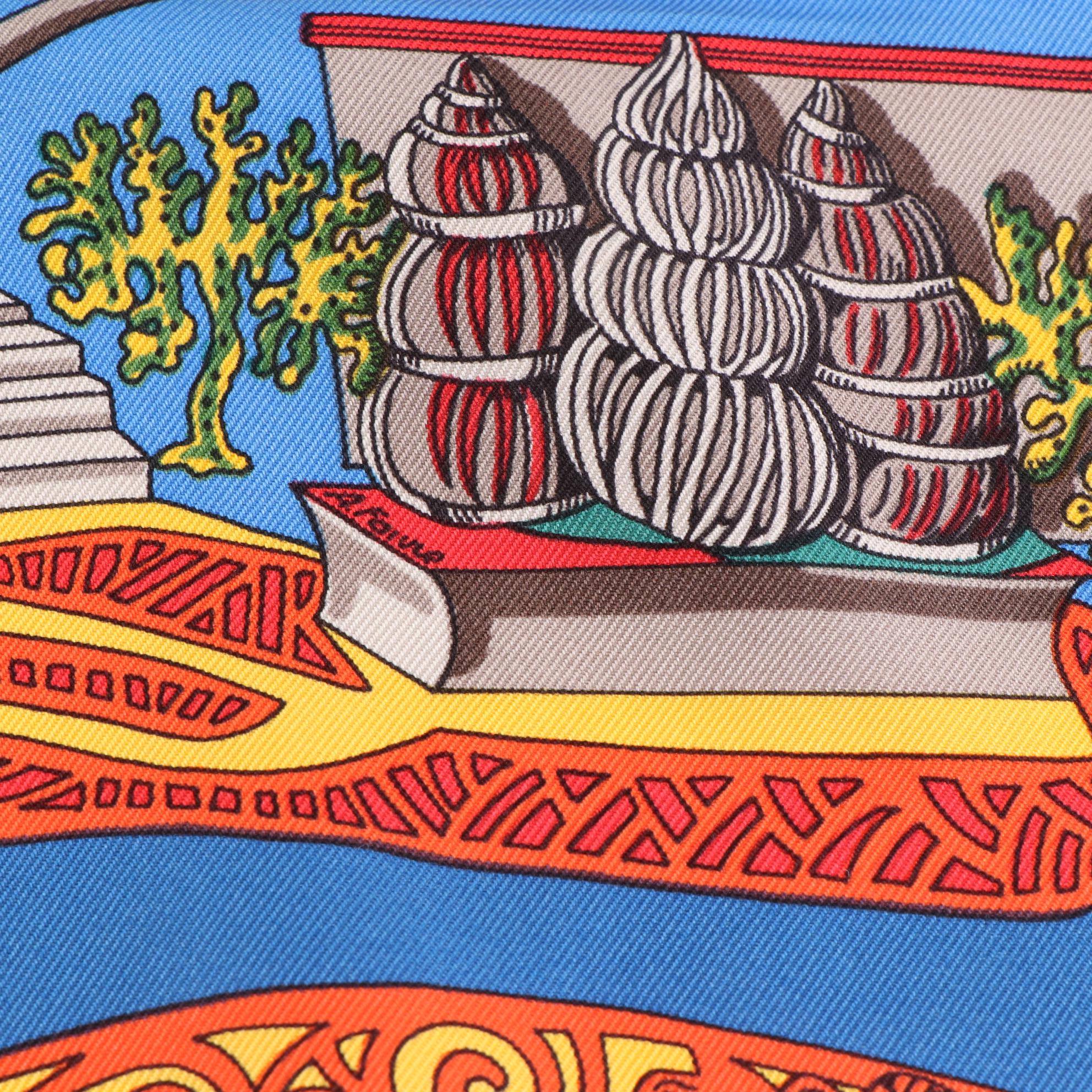 Hermès "L'Atlantide" Scarf 90 in Silk Twill