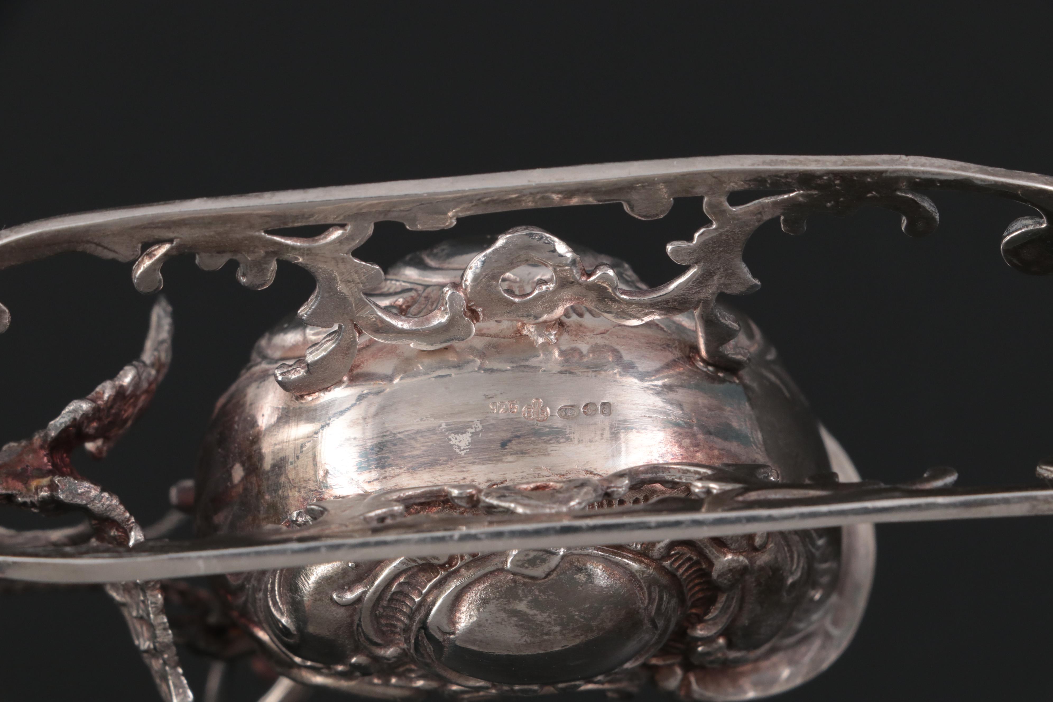 Continental European Baroque Revival Reindeer and Sleigh Sterling Salt Cellar