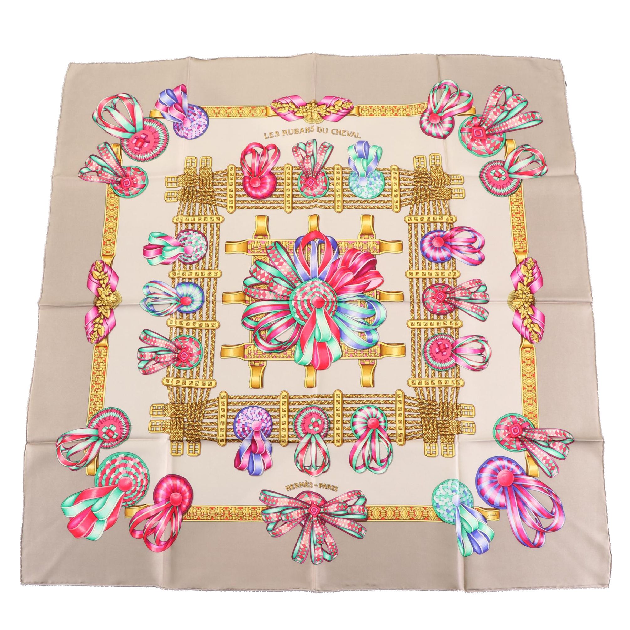 Hermès ''Les Rubans du Cheval'' Scarf 90 in Silk Twill