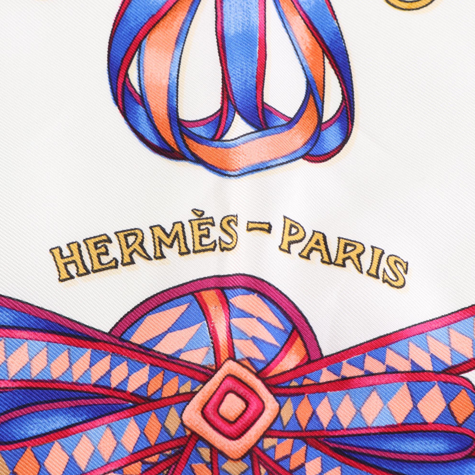 Hermès ''Les Rubans du Cheval'' Scarf 90 in Silk Twill