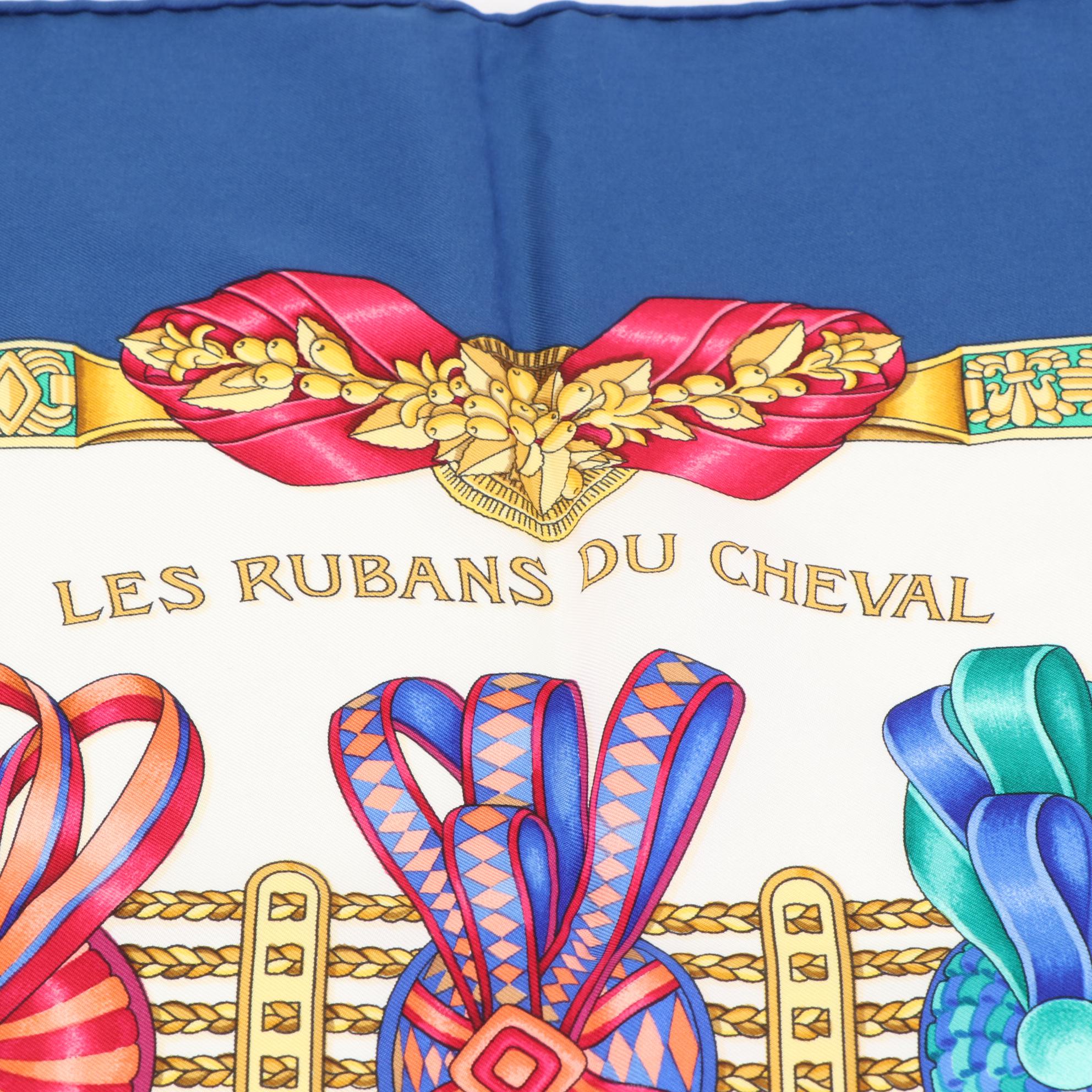 Hermès ''Les Rubans du Cheval'' Scarf 90 in Silk Twill