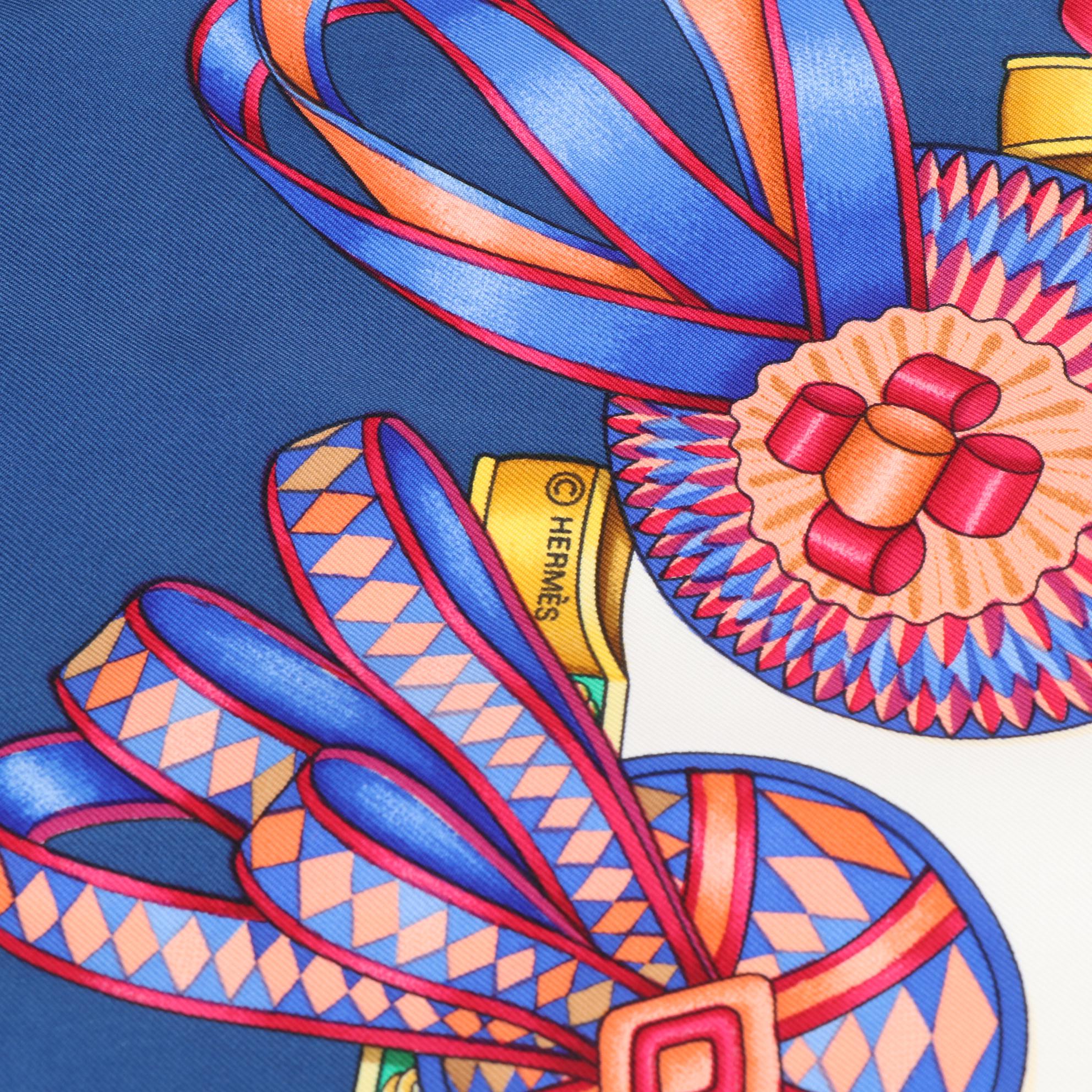 Hermès ''Les Rubans du Cheval'' Scarf 90 in Silk Twill