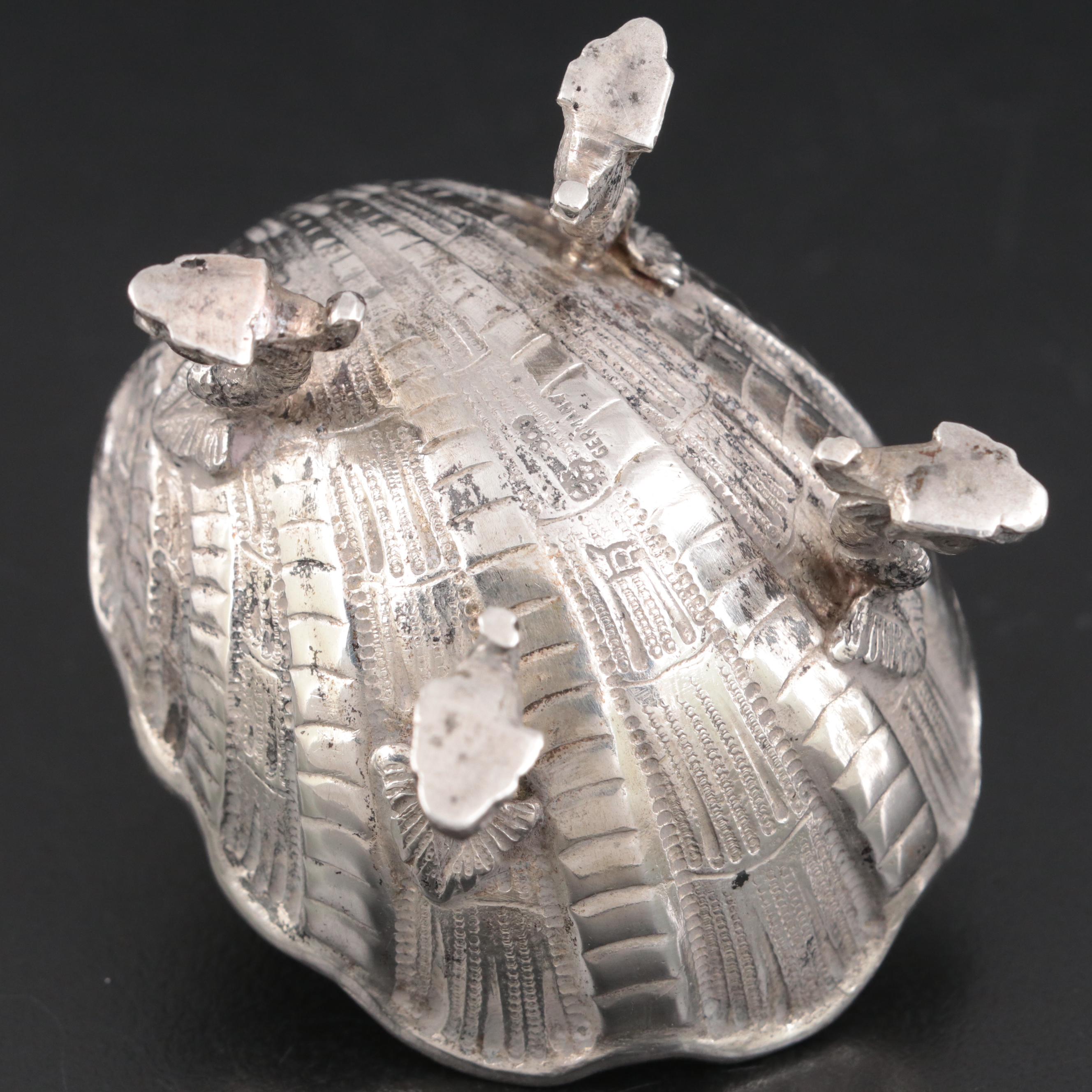 German 800 Silver Baroque Revival Putti and Shell Salt Cellar, Late 19th C.