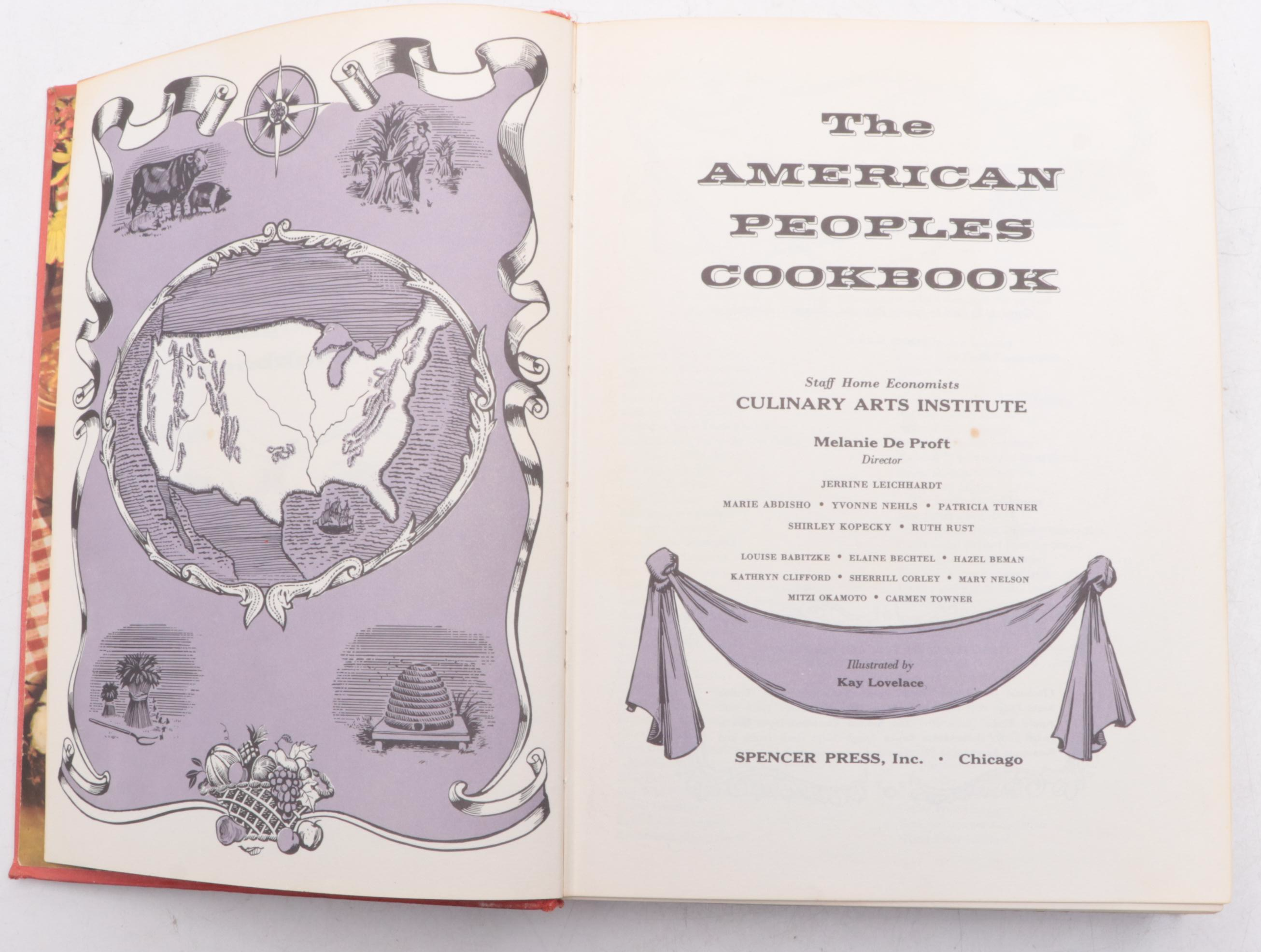 Illustrated "The American Peoples Cookbook" by Melanie De Proft, 1956