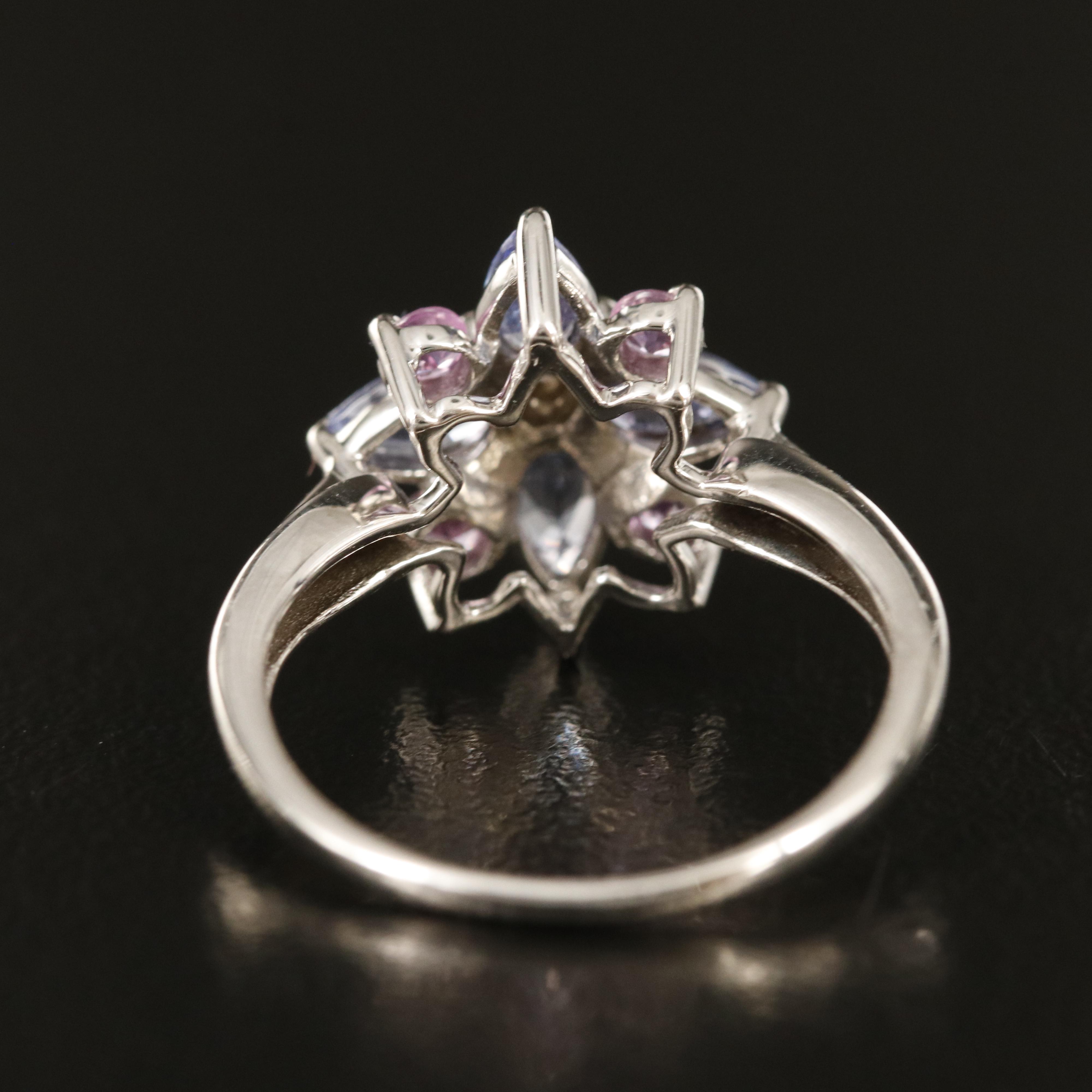 14K Diamond, Tanzanite and Topaz Ring