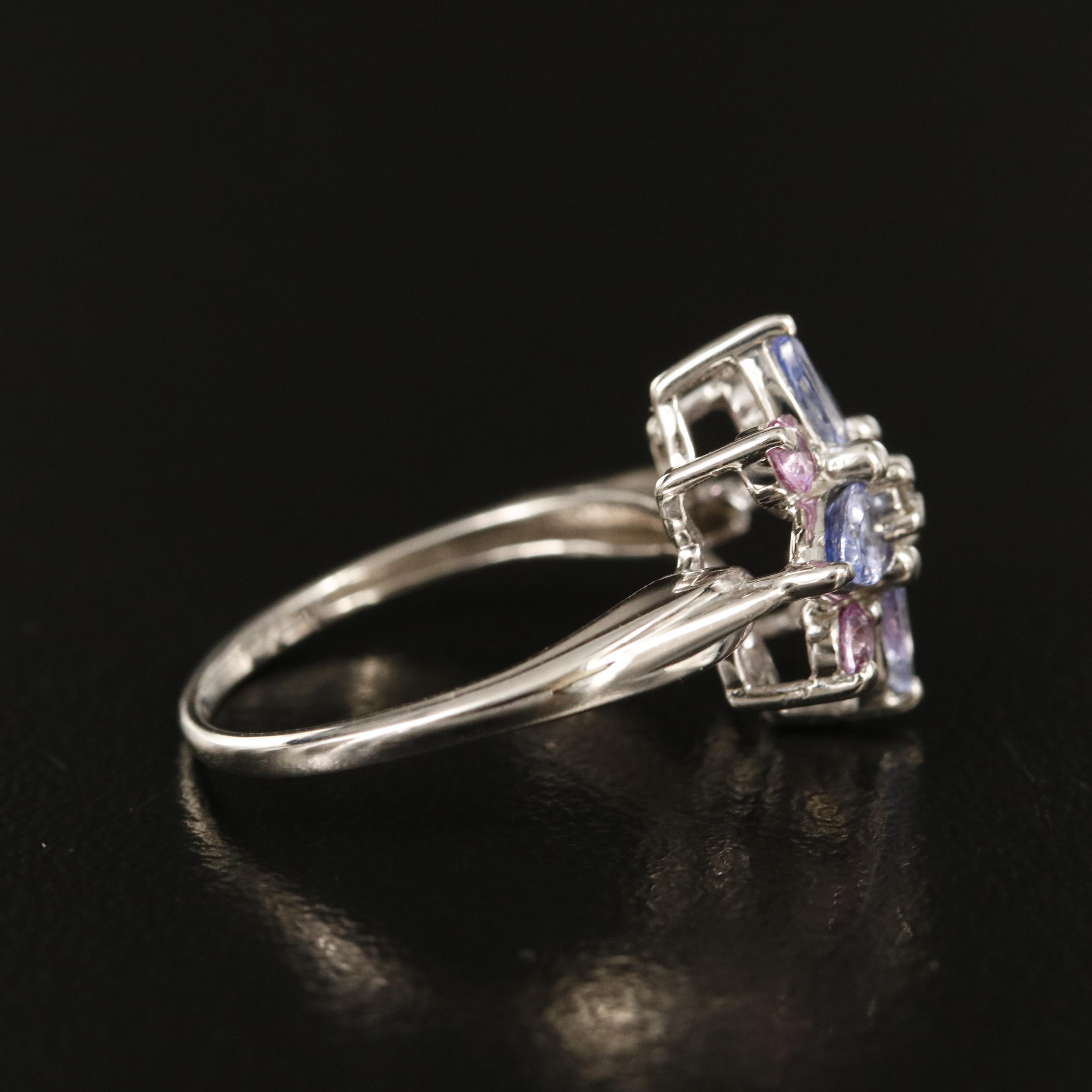 14K Diamond, Tanzanite and Topaz Ring