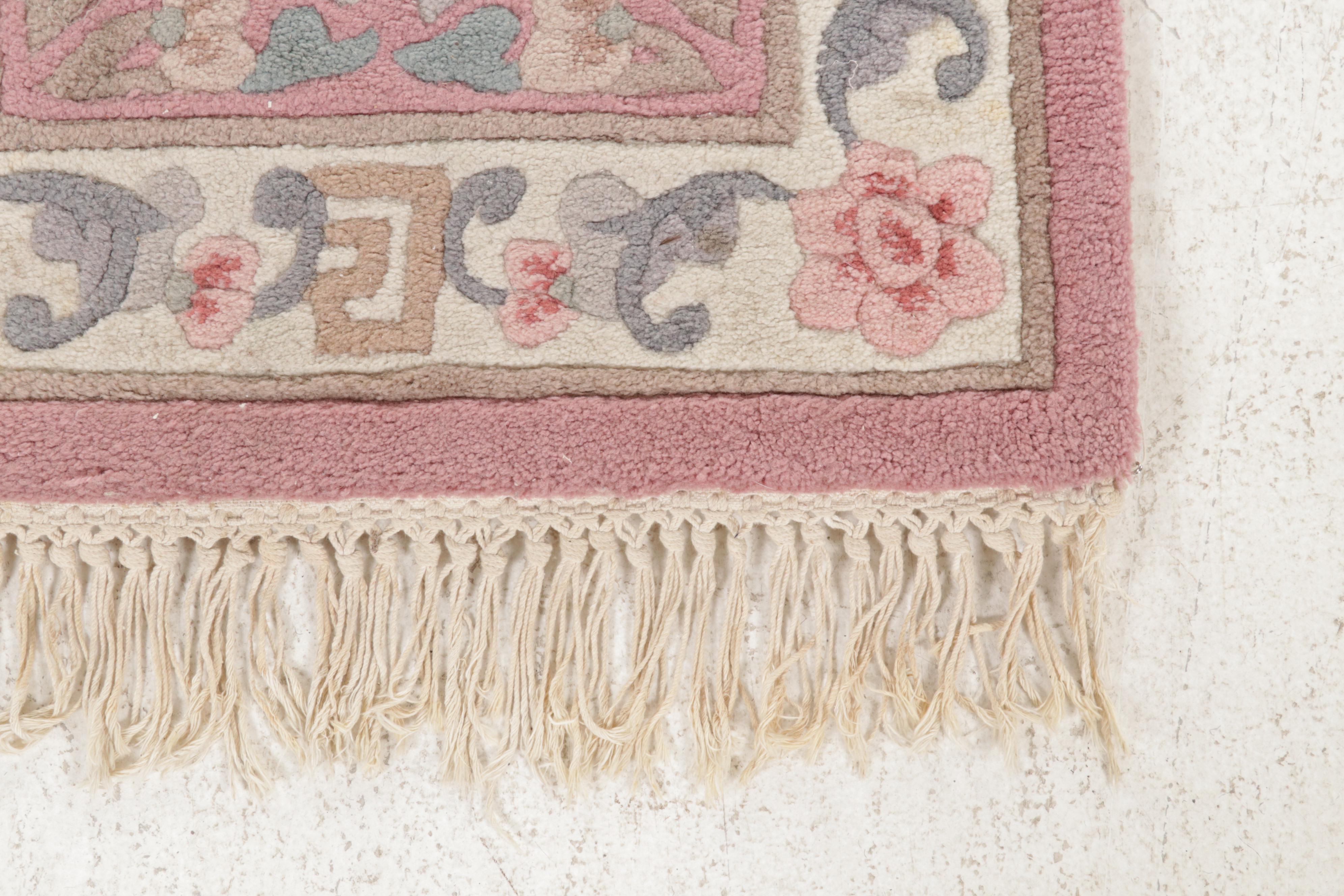 2' x 8'8 Hand-Tufted and Carved Chinese Aubusson Carpet Runner