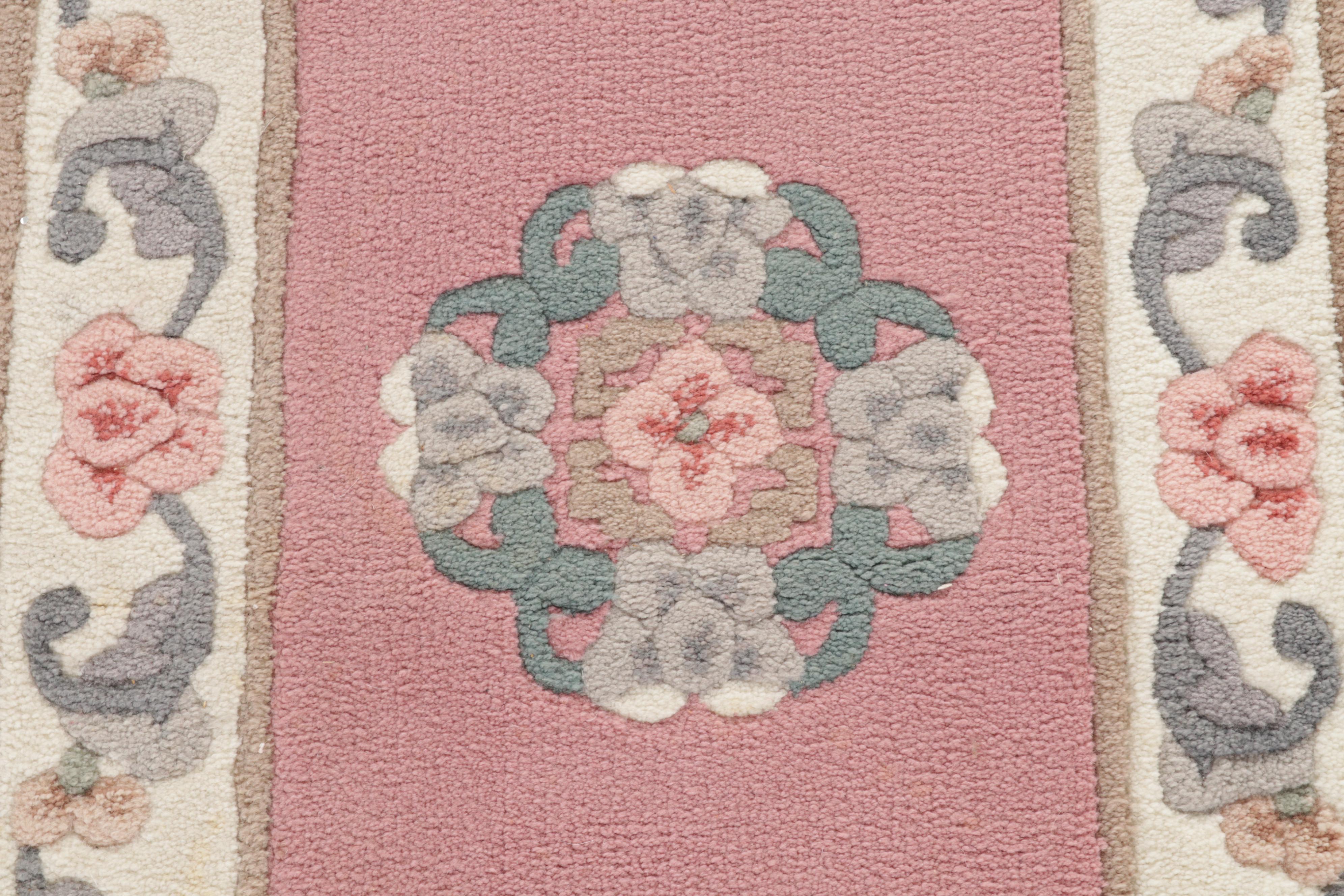 2' x 8'8 Hand-Tufted and Carved Chinese Aubusson Carpet Runner