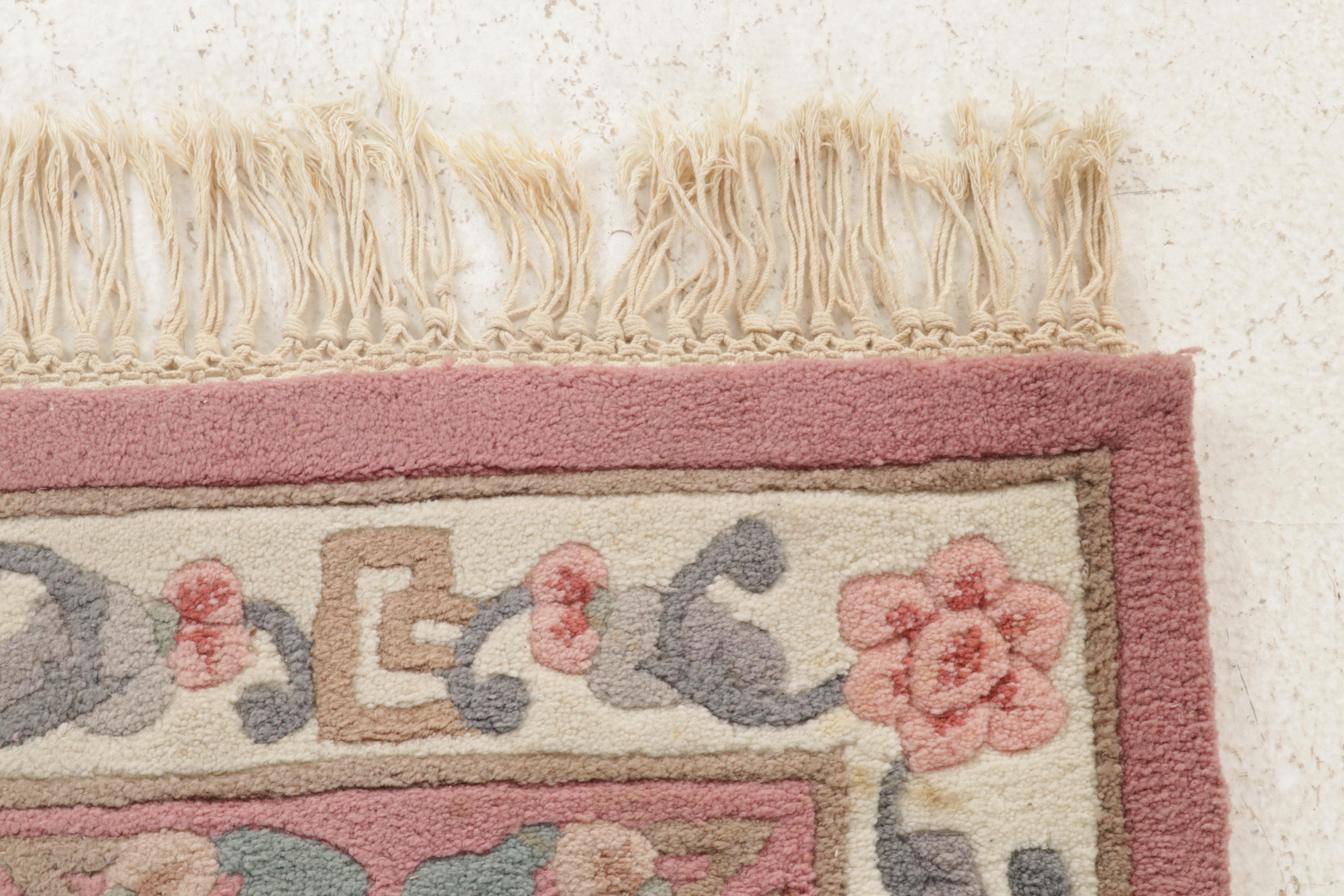 2' x 8'8 Hand-Tufted and Carved Chinese Aubusson Carpet Runner