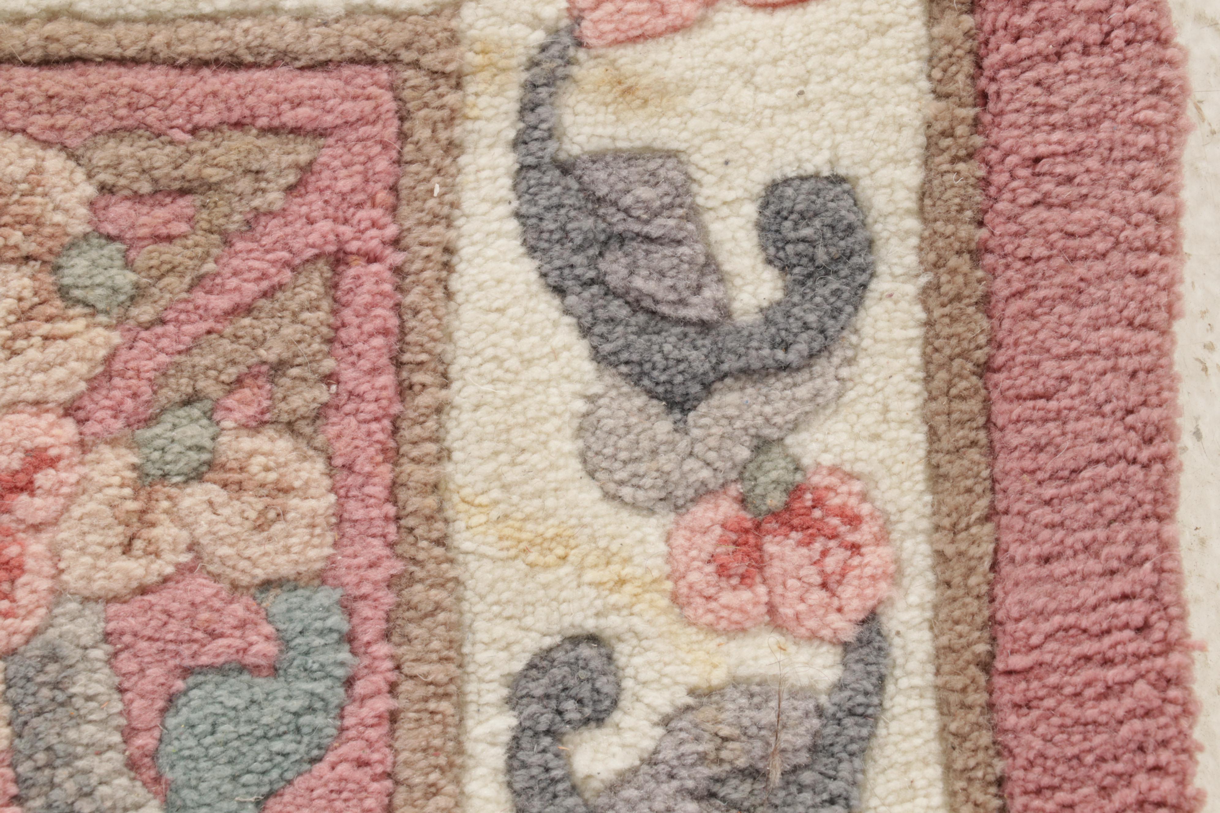 2' x 8'8 Hand-Tufted and Carved Chinese Aubusson Carpet Runner