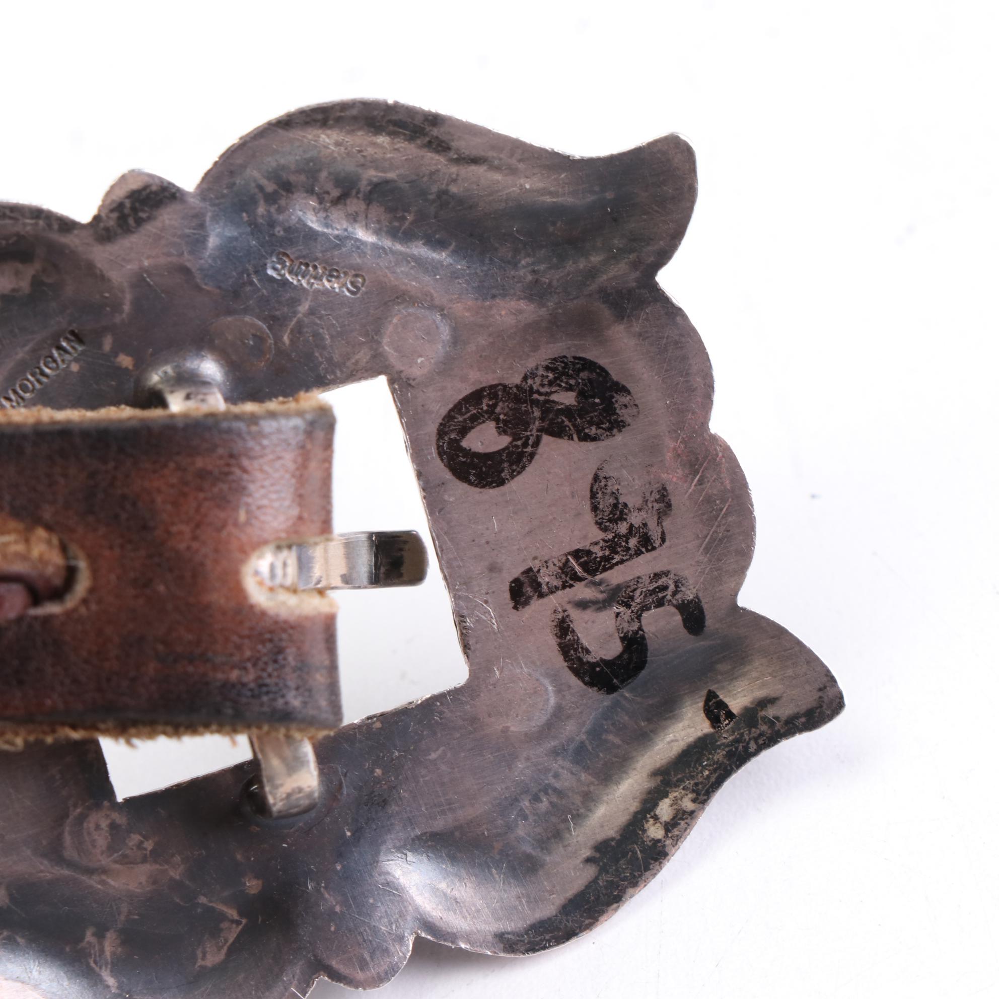 Harry Morgan Navajo Sterling Concho Belt with Turquoise, Coral, and Other Stones