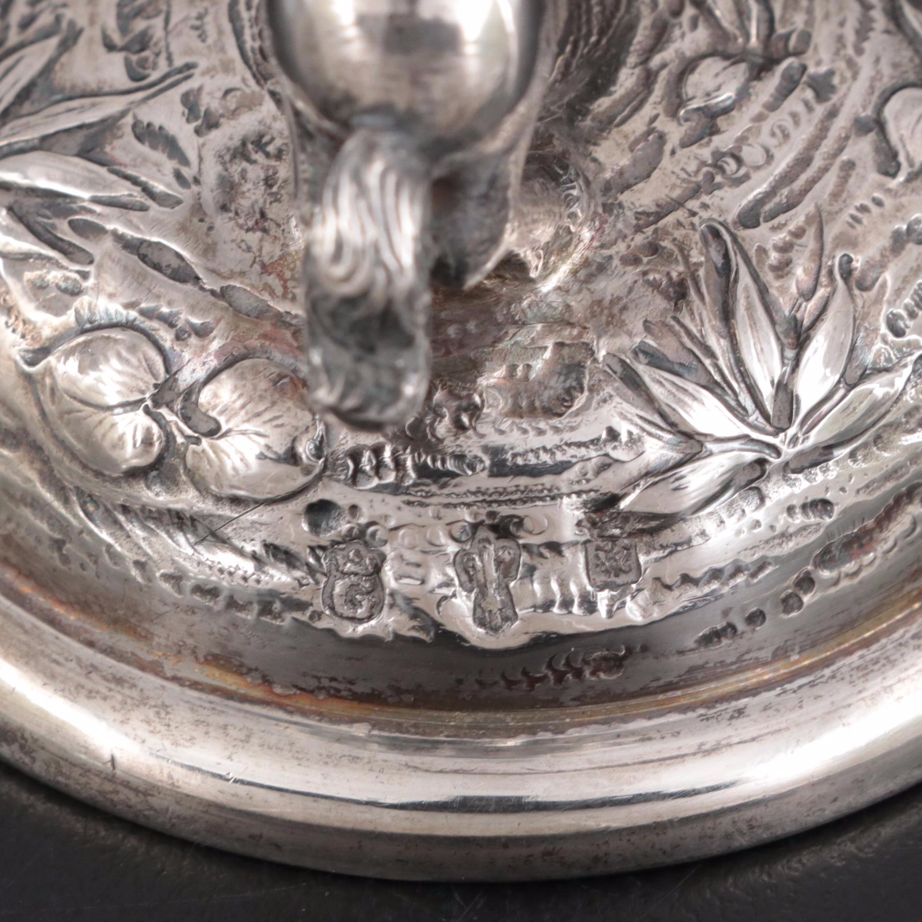 Baroque Revival Unicorn and Shell Bowl Sterling Silver Salt Cellar