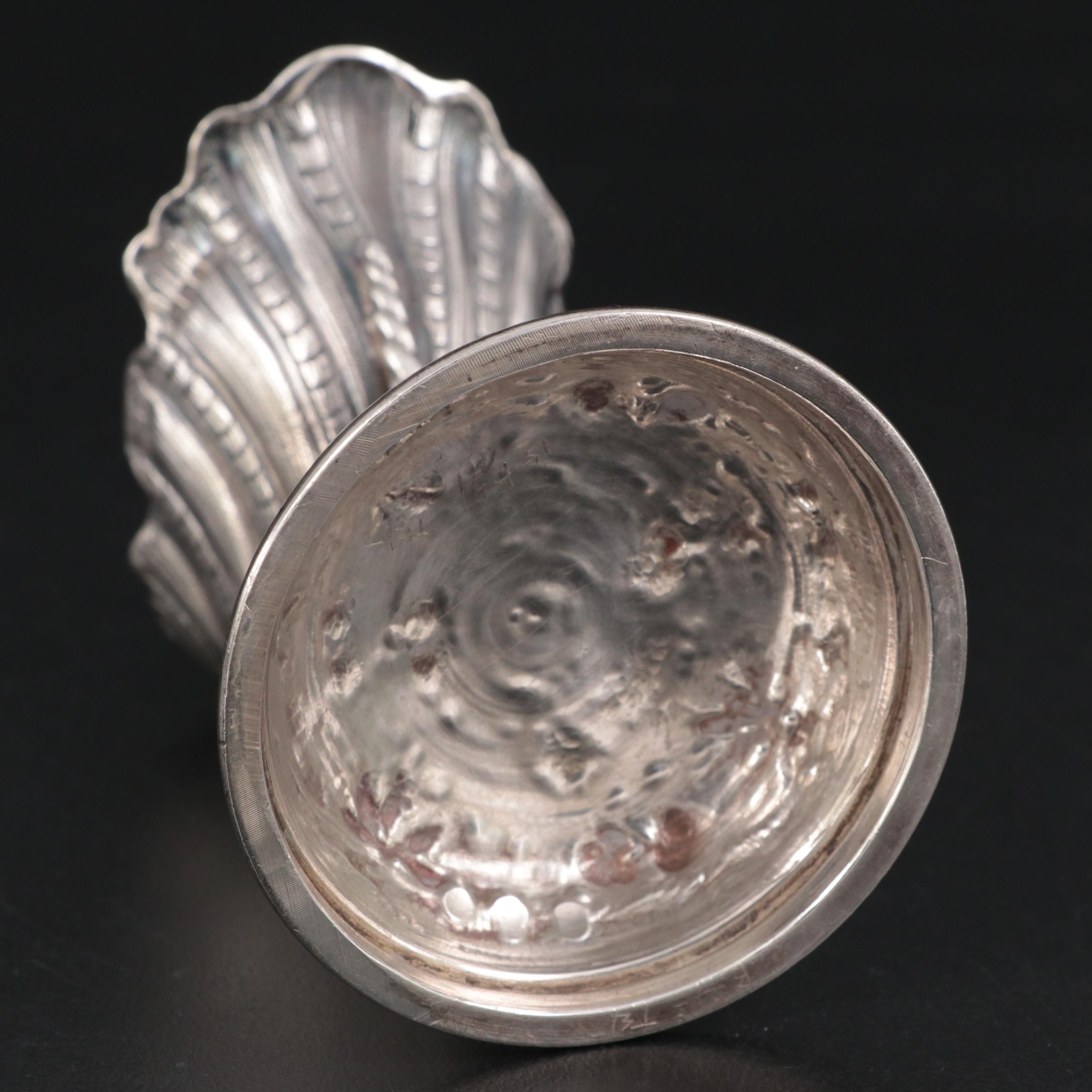 Baroque Revival Unicorn and Shell Bowl Sterling Silver Salt Cellar
