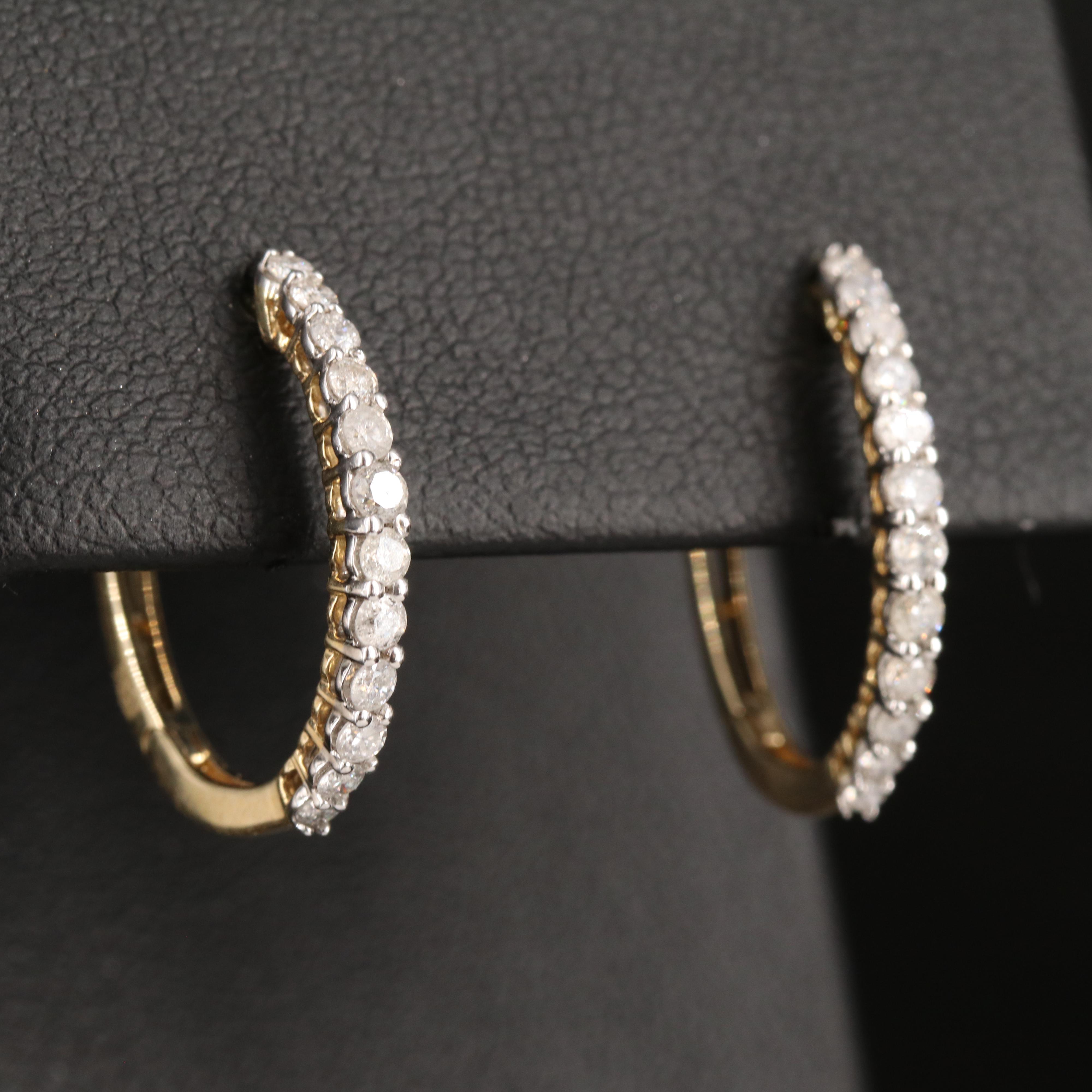 10K 0.51 CTW Diamond Hoop Earrings