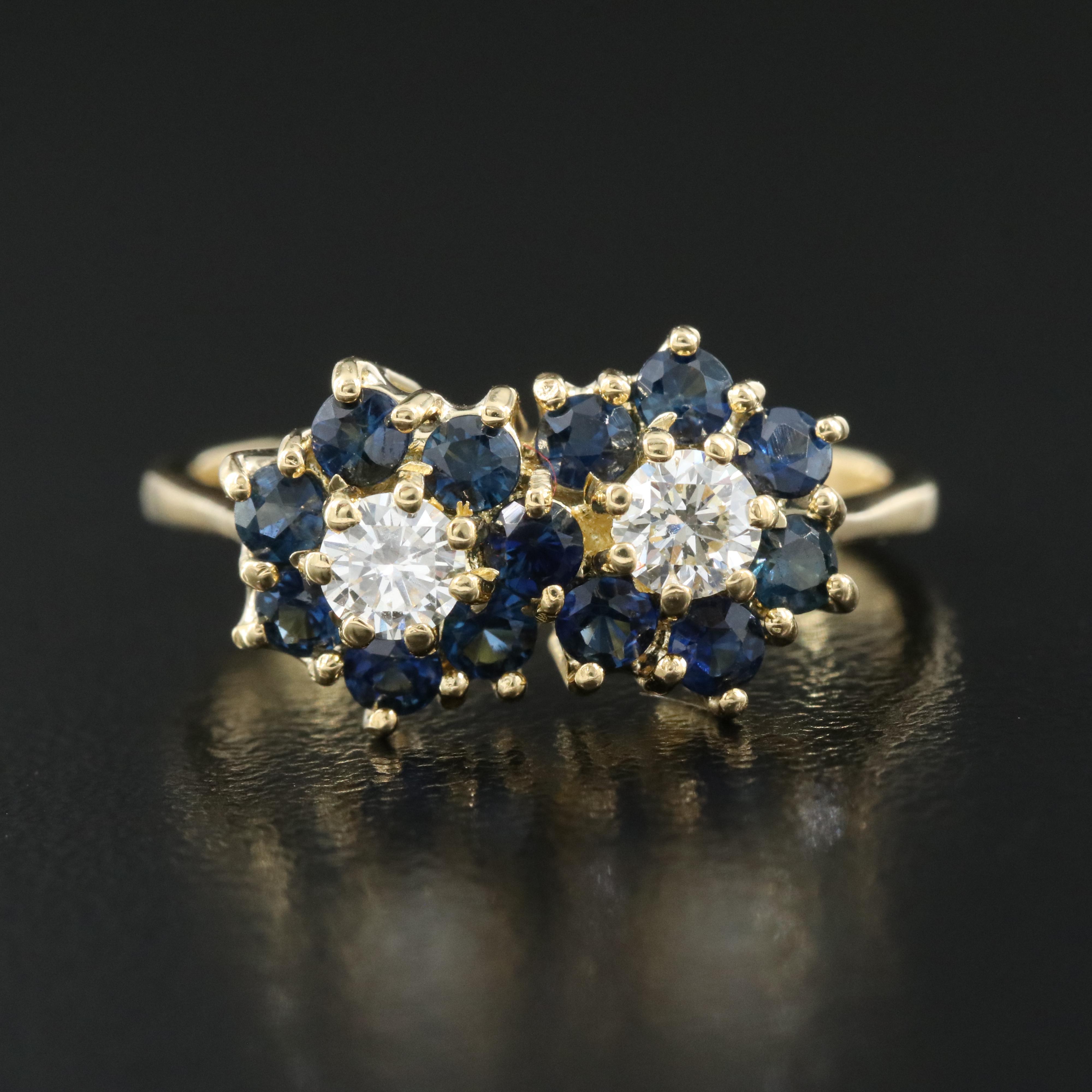 18K 0.32 CTW Diamond and Sapphire Ring