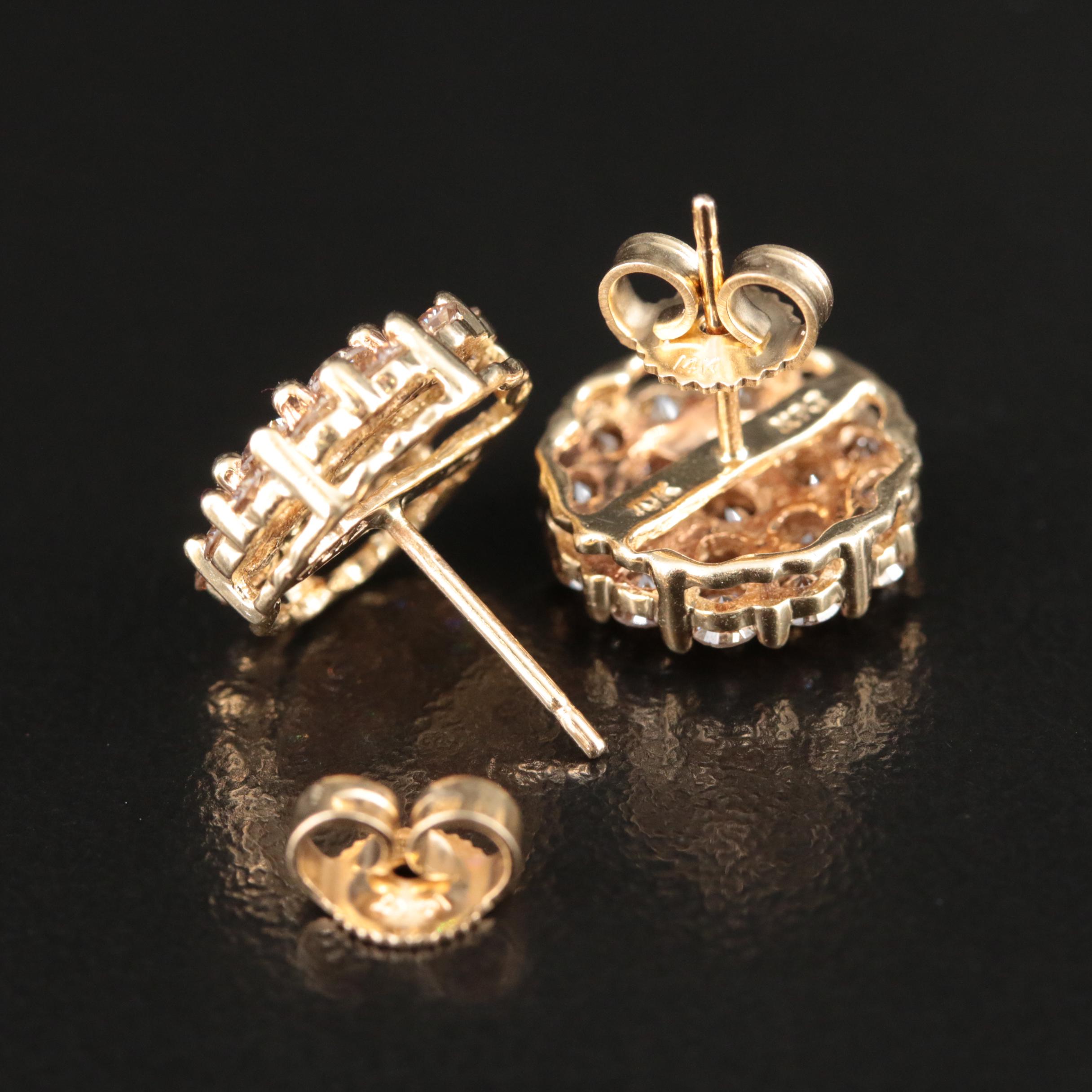 10K 1.68 CTW Diamond Cluster Stud Earrings