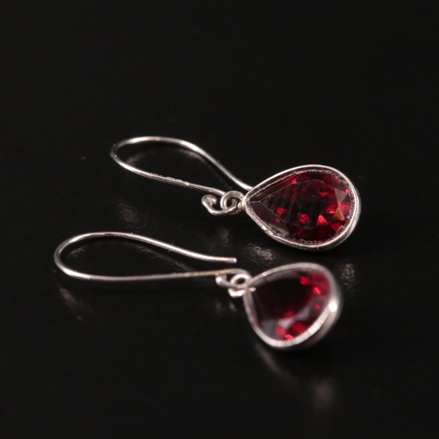 14K Garnet Dangle Earrings