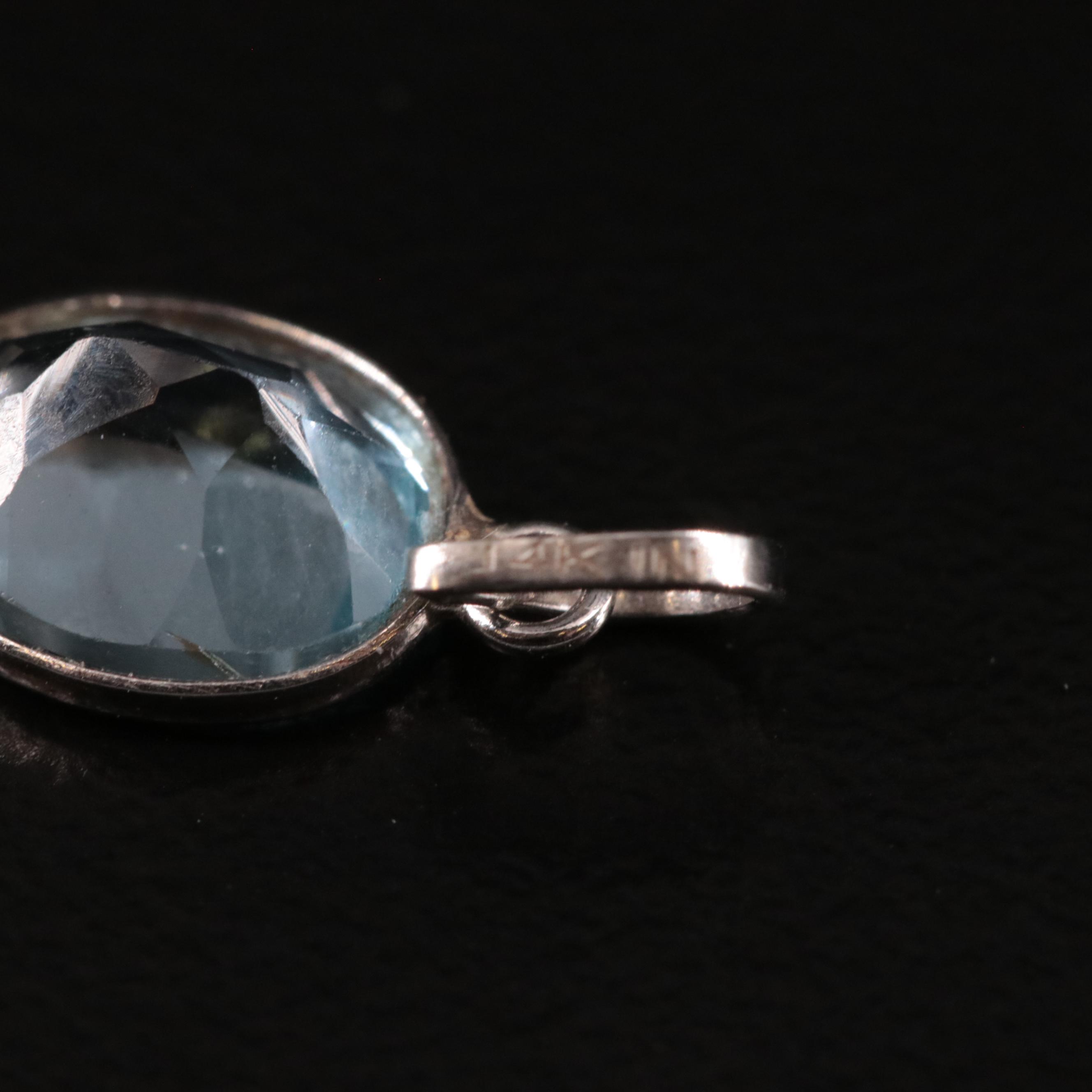 14K Blue Topaz Pendant