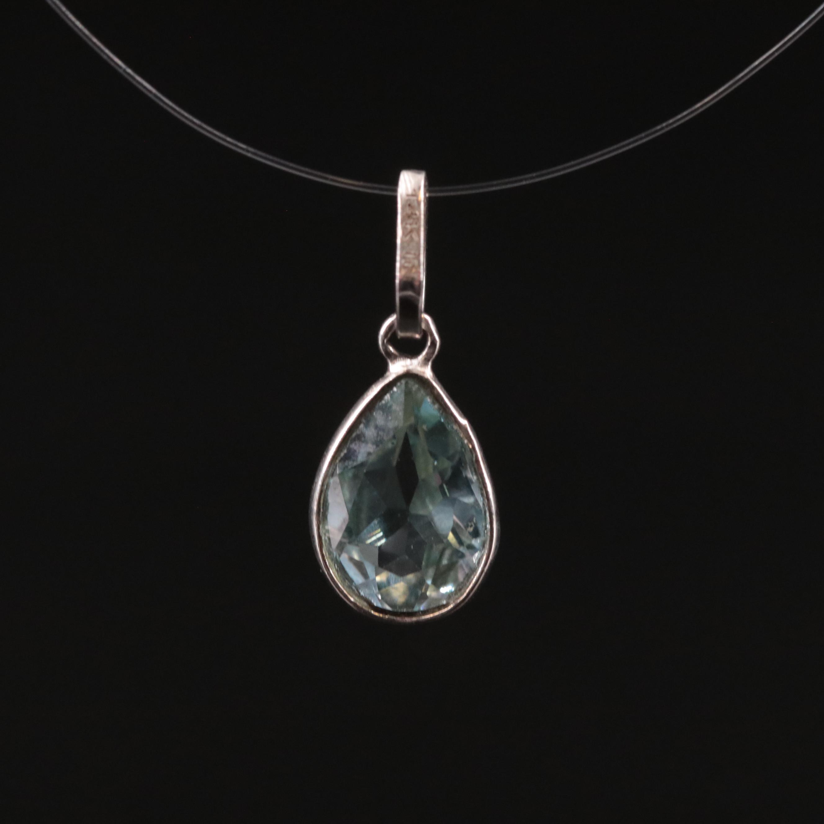 14K Blue Topaz Pendant
