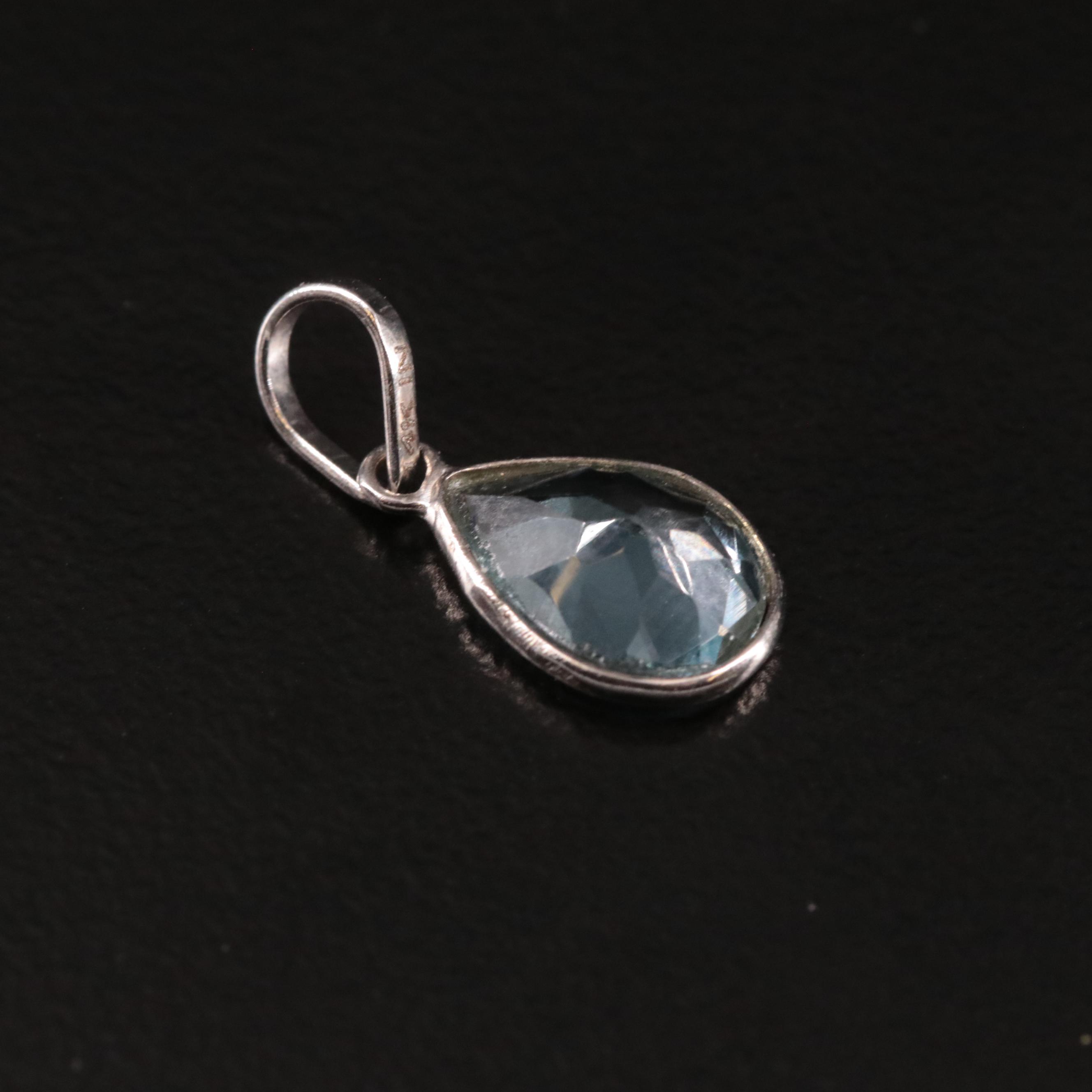 14K Blue Topaz Pendant