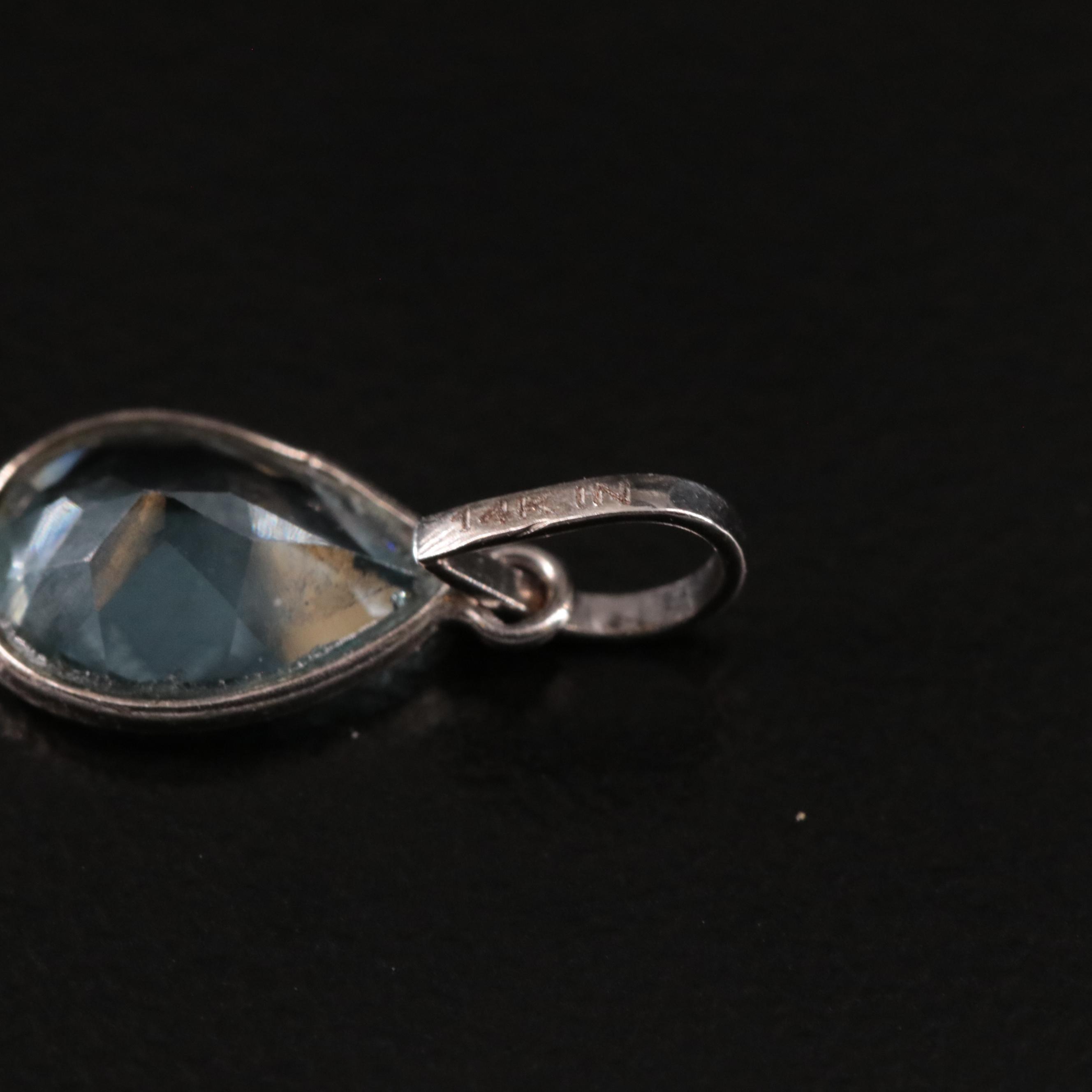 14K Blue Topaz Pendant