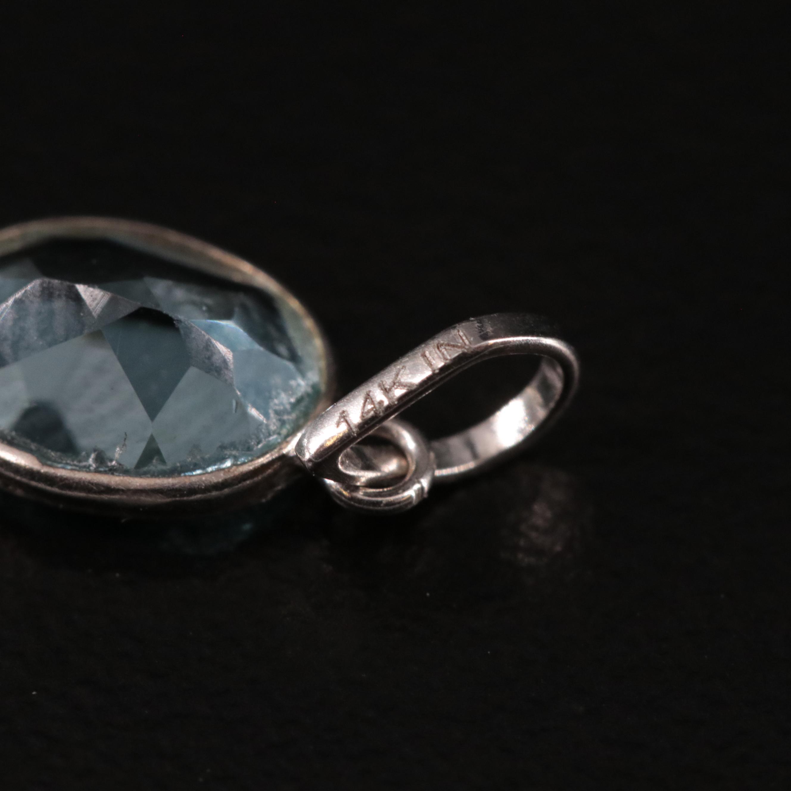 14K Blue Topaz Pendant