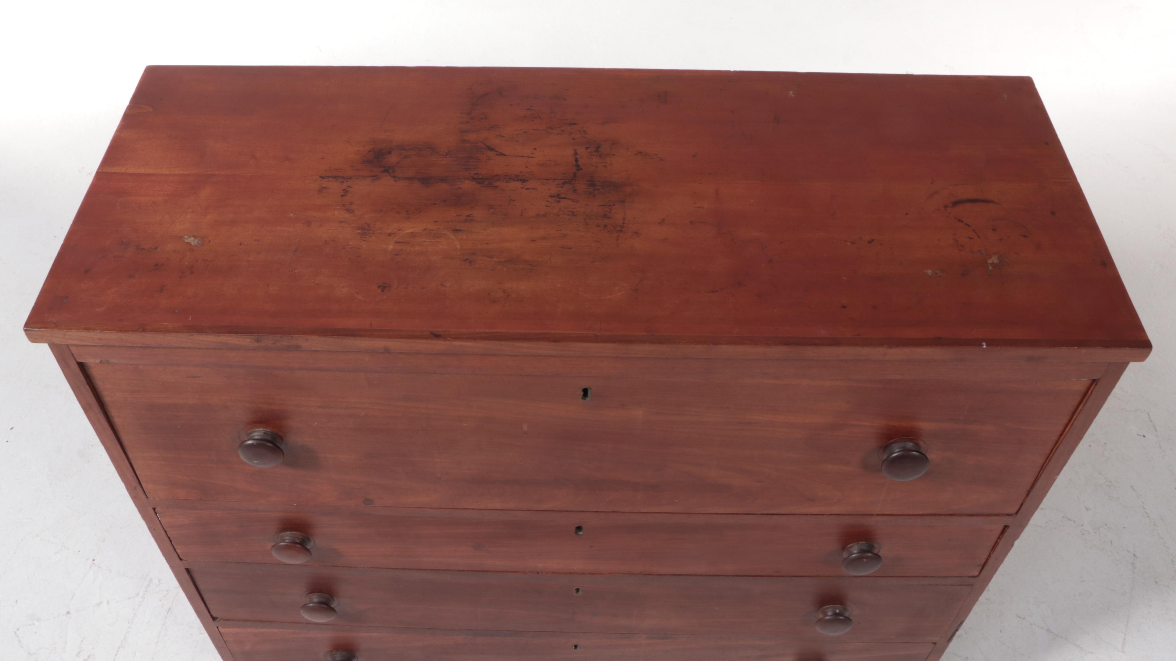 American Primitive Walnut and Pine Chest of Drawers, Mid-19th Century
