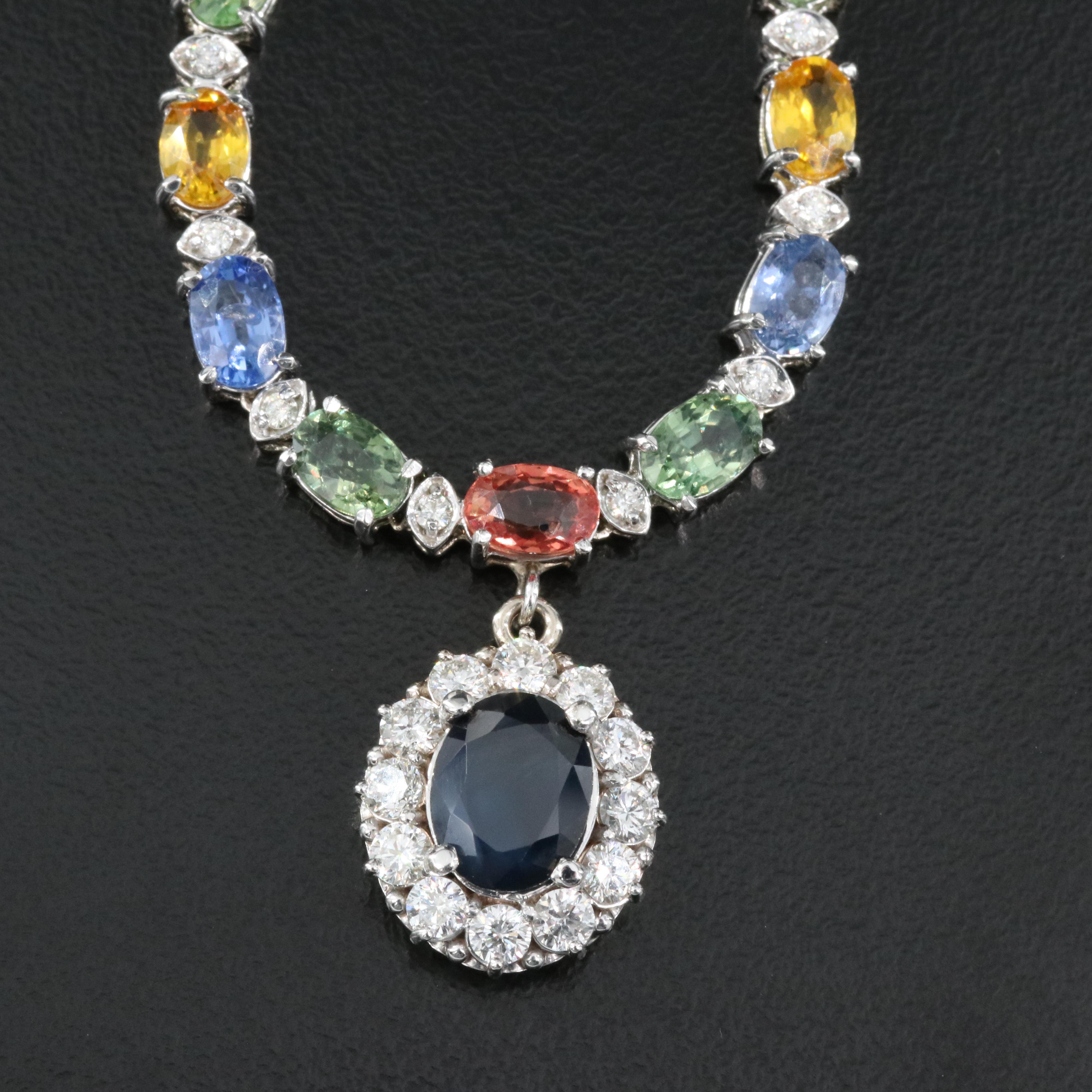 14K Sapphire and Diamond Necklace