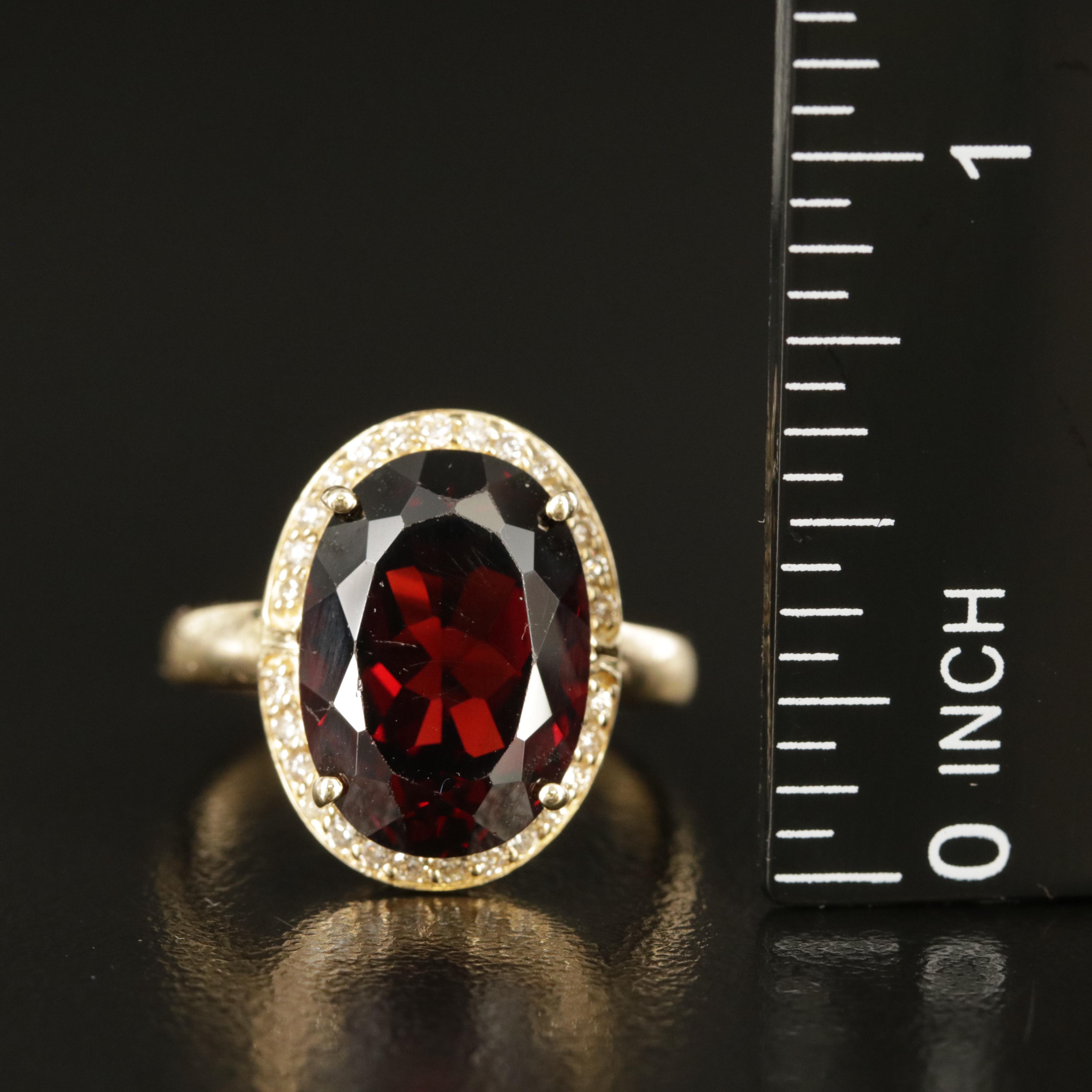 14K 7.00 CT Garnet and Diamond Ring