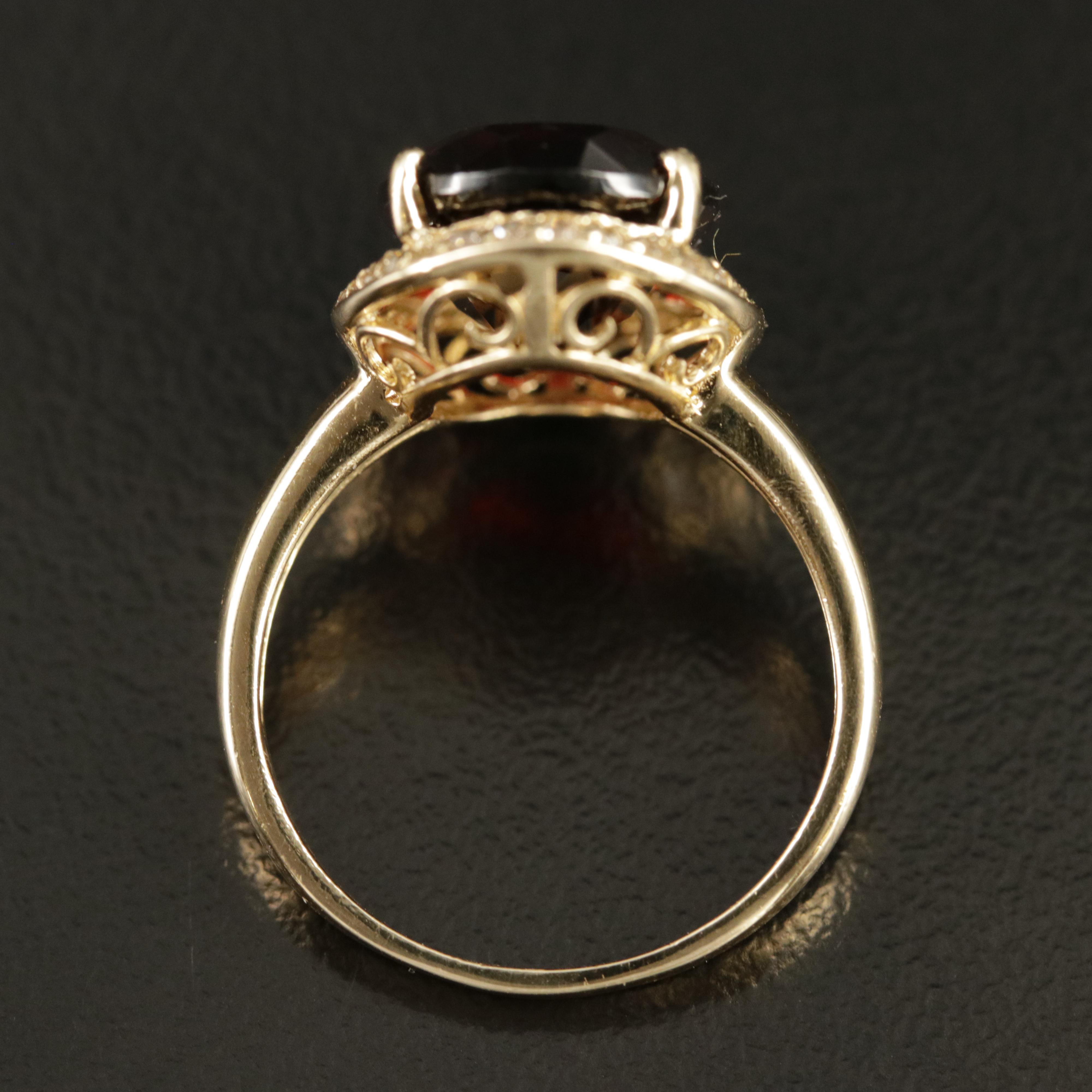 14K 7.00 CT Garnet and Diamond Ring