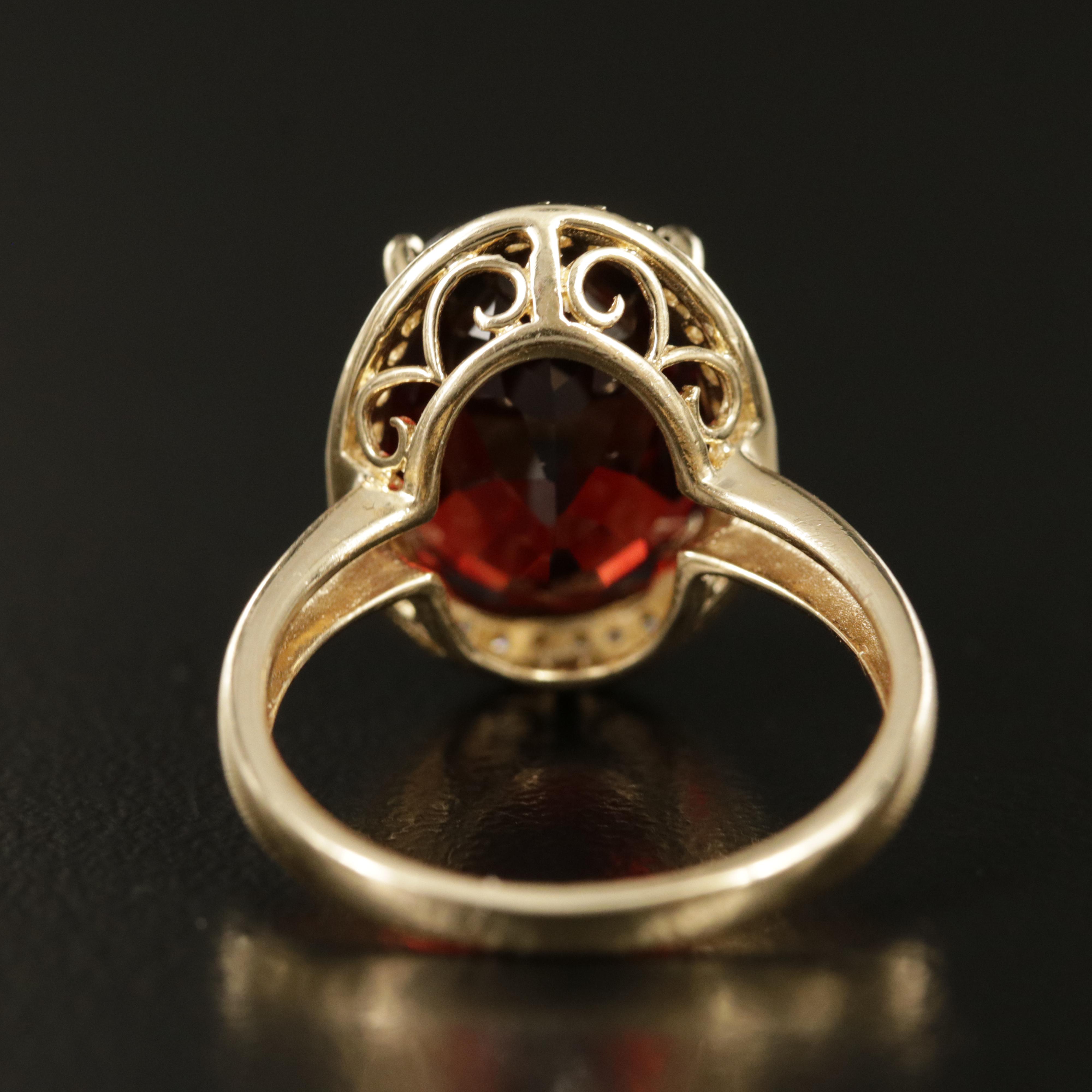 14K 7.00 CT Garnet and Diamond Ring