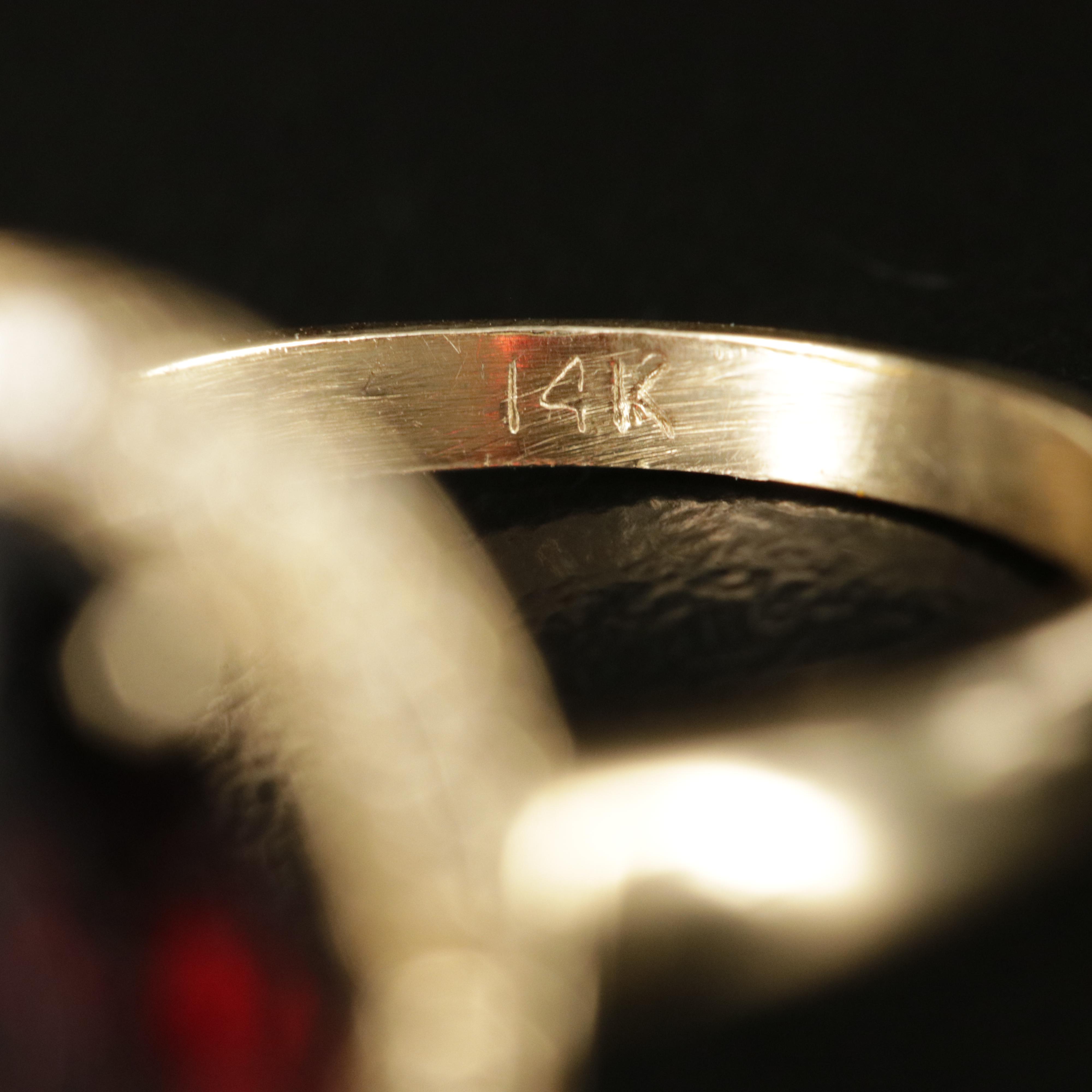 14K 7.00 CT Garnet and Diamond Ring