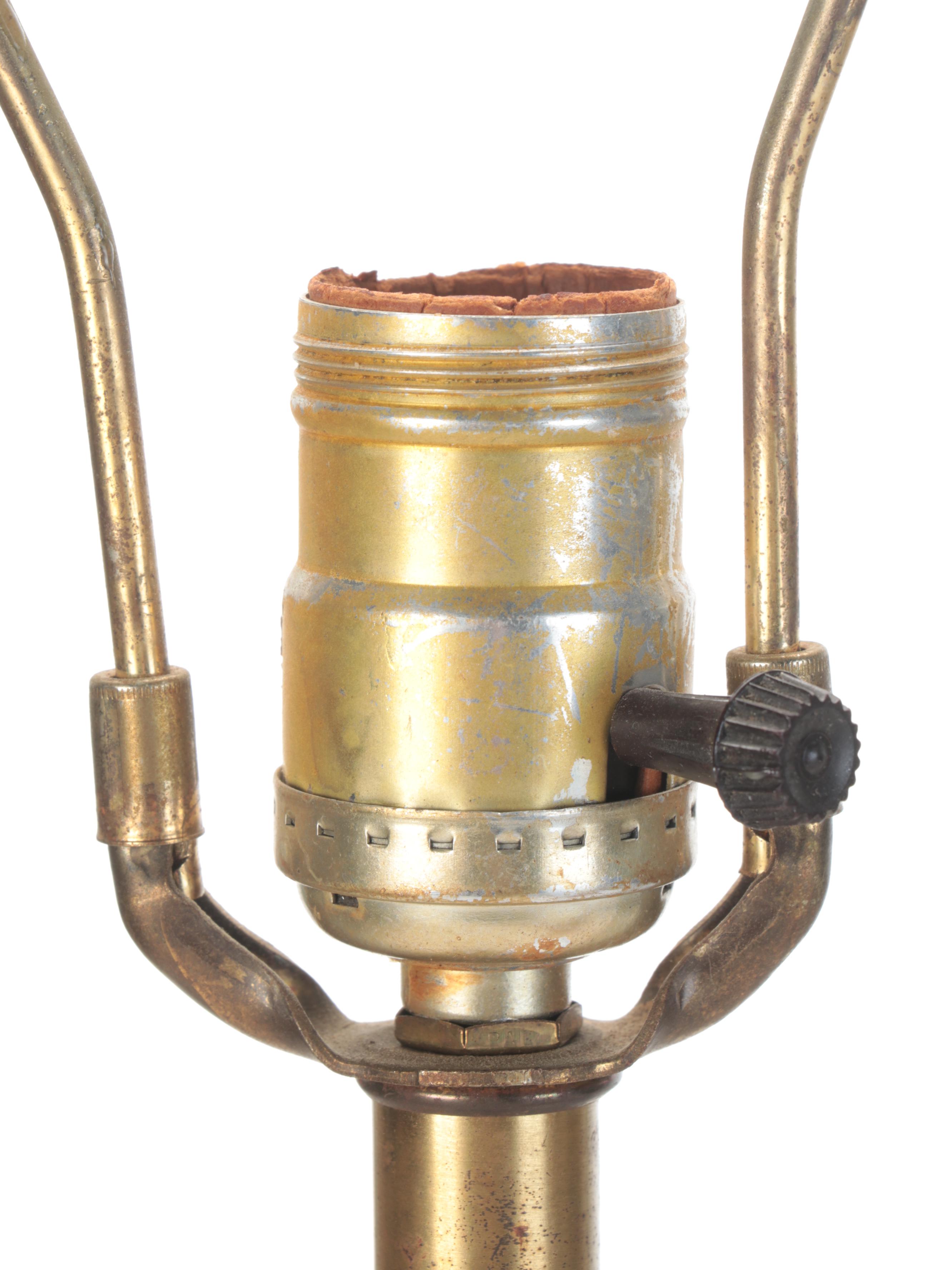 Pair of MCM Style Wood and Ceramic Table Lamps With Drum Shades, Mid-20th C