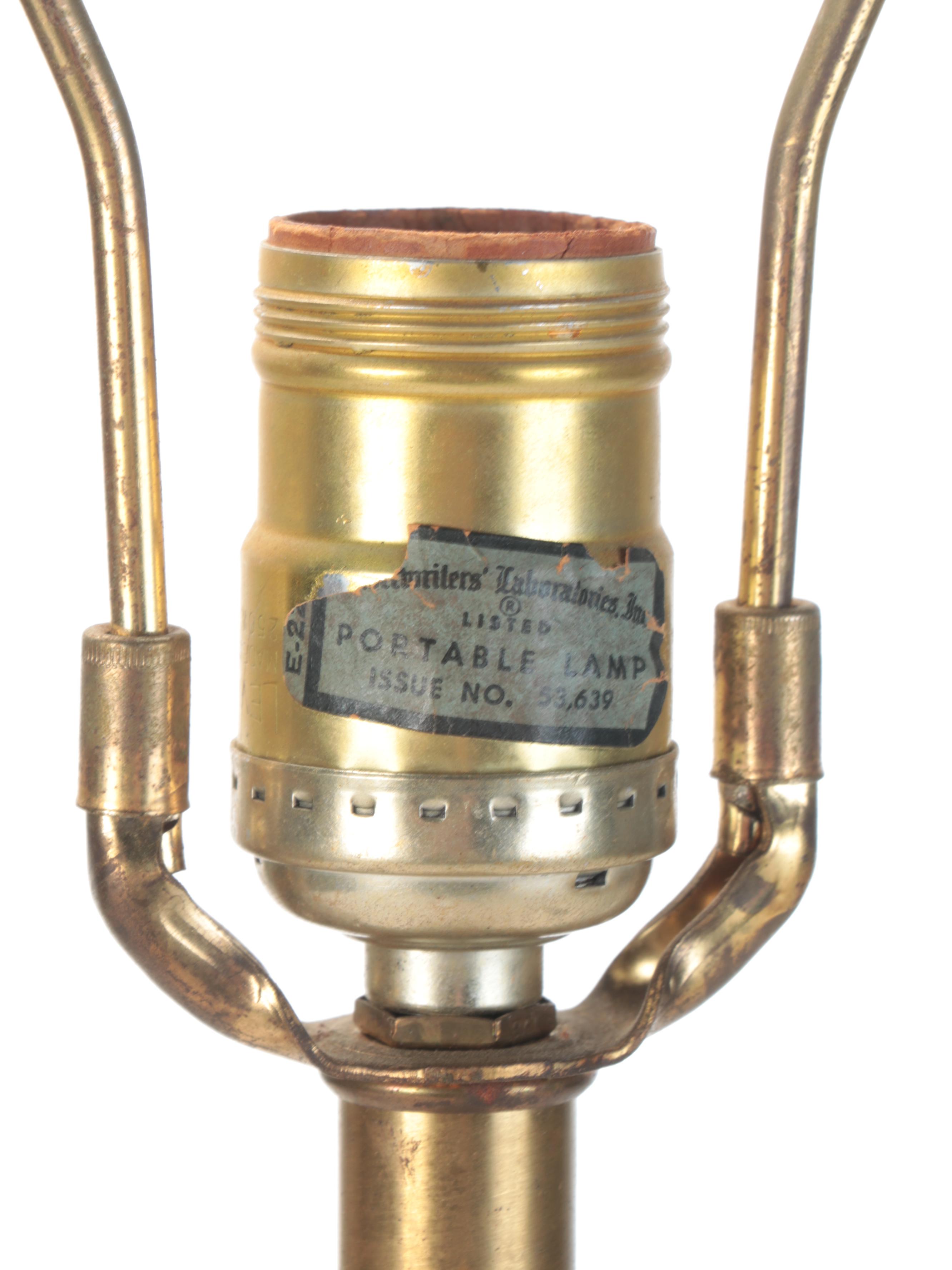 Pair of MCM Style Wood and Ceramic Table Lamps With Drum Shades, Mid-20th C