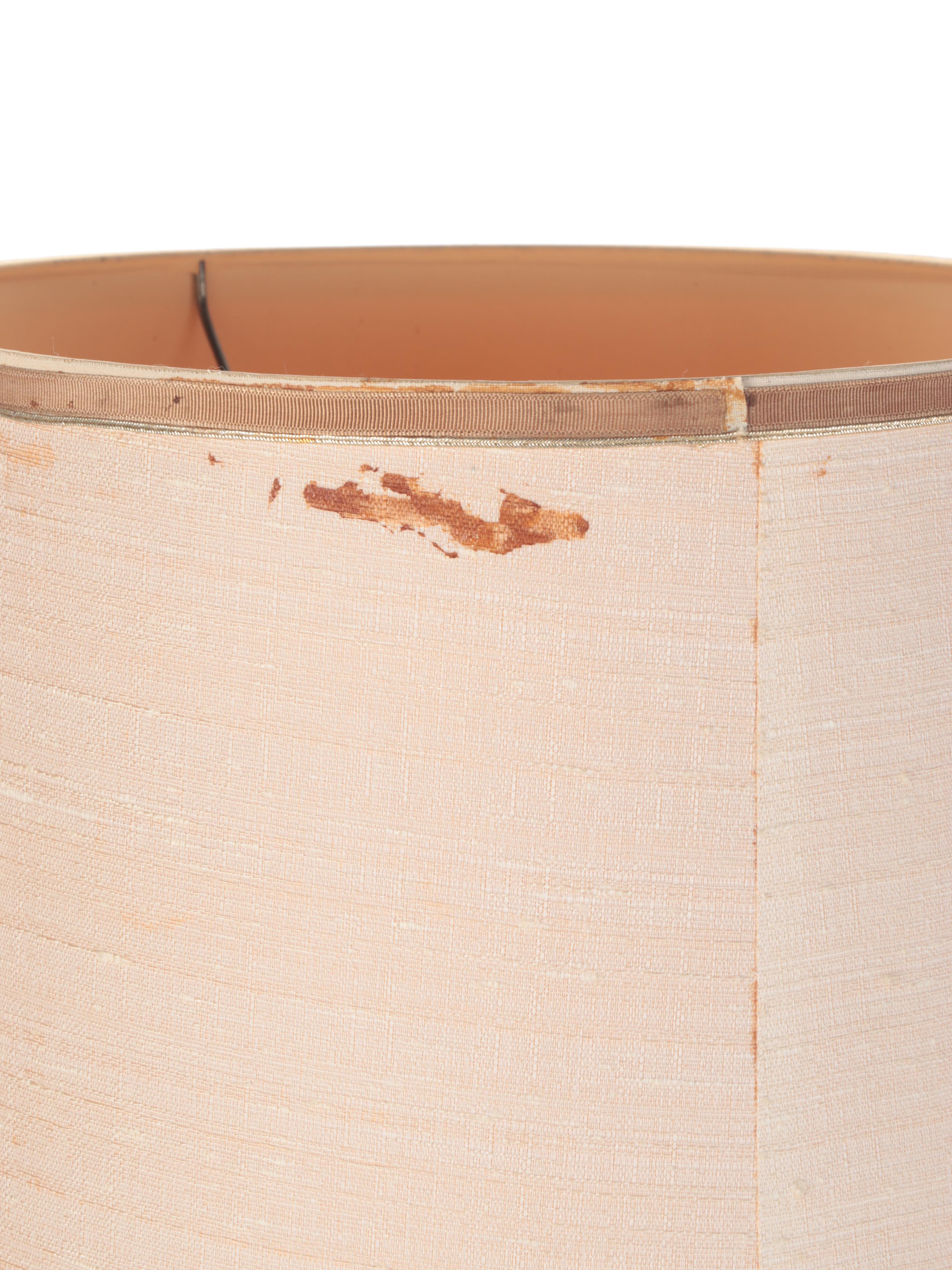 Pair of MCM Style Wood and Ceramic Table Lamps With Drum Shades, Mid-20th C