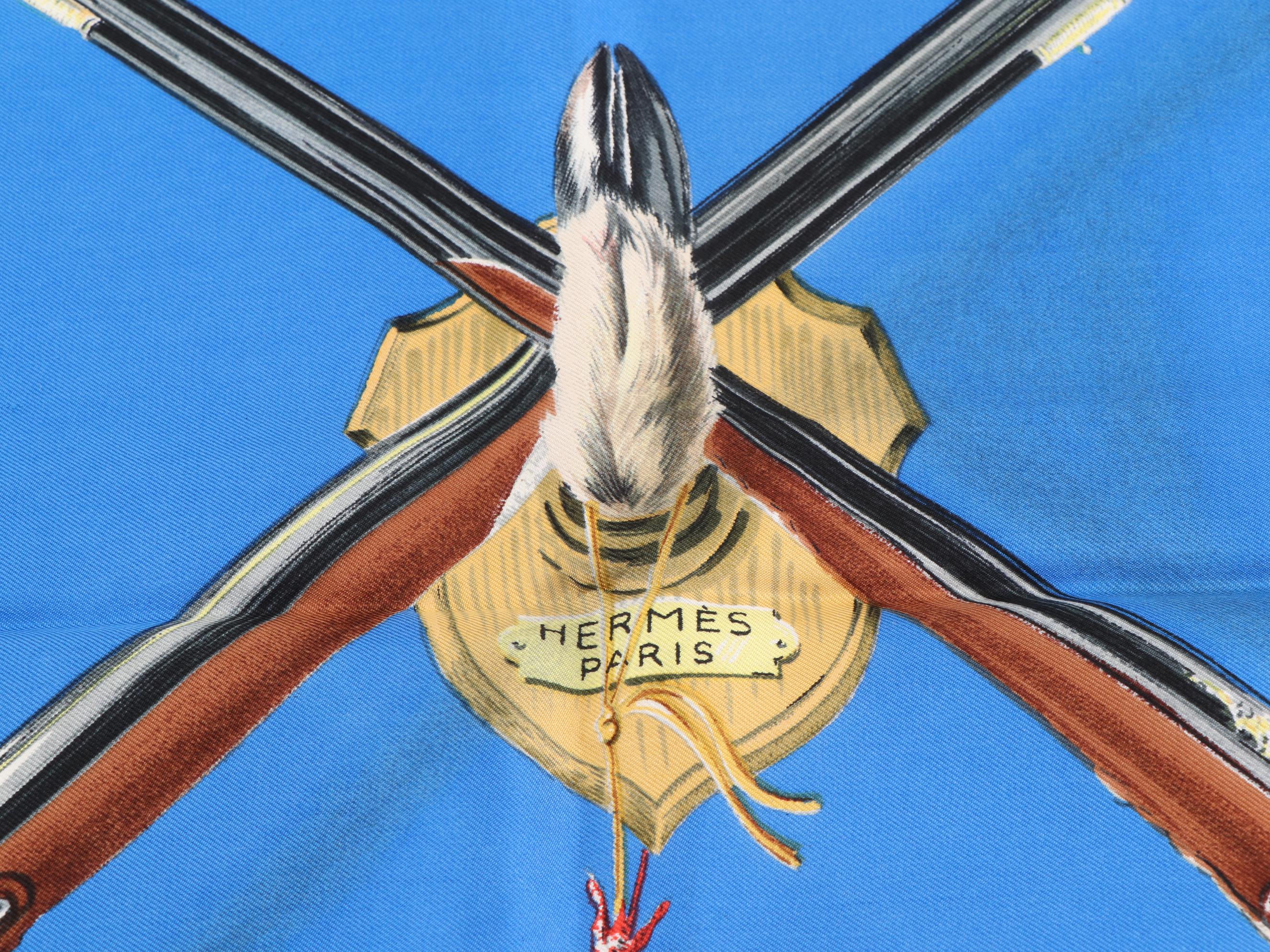 Hermès "Les Fusils" Scarf 90 in Silk Twill